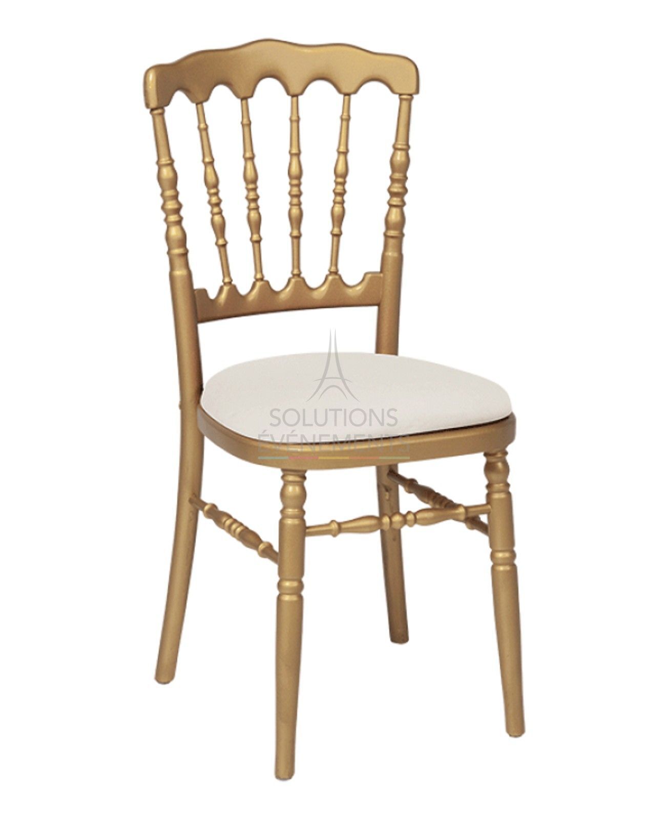Location de chaise napoleon or avec assise blanche