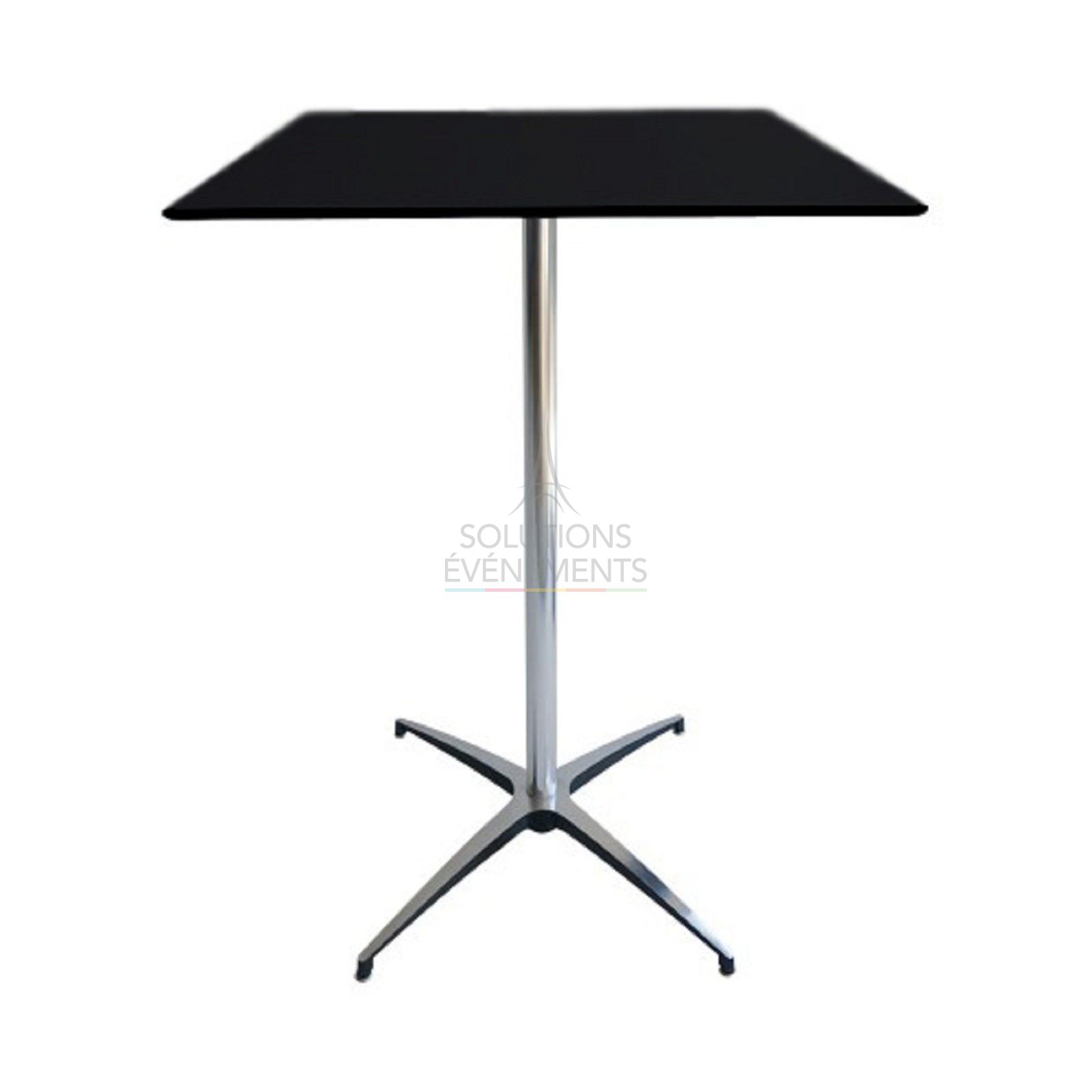 Location de table haute mange debout noir 80cm en forme carrée