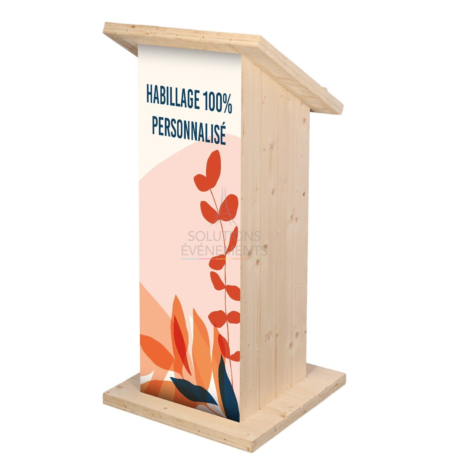 Location pupitre Senlis personnalisé avec habillage PVC