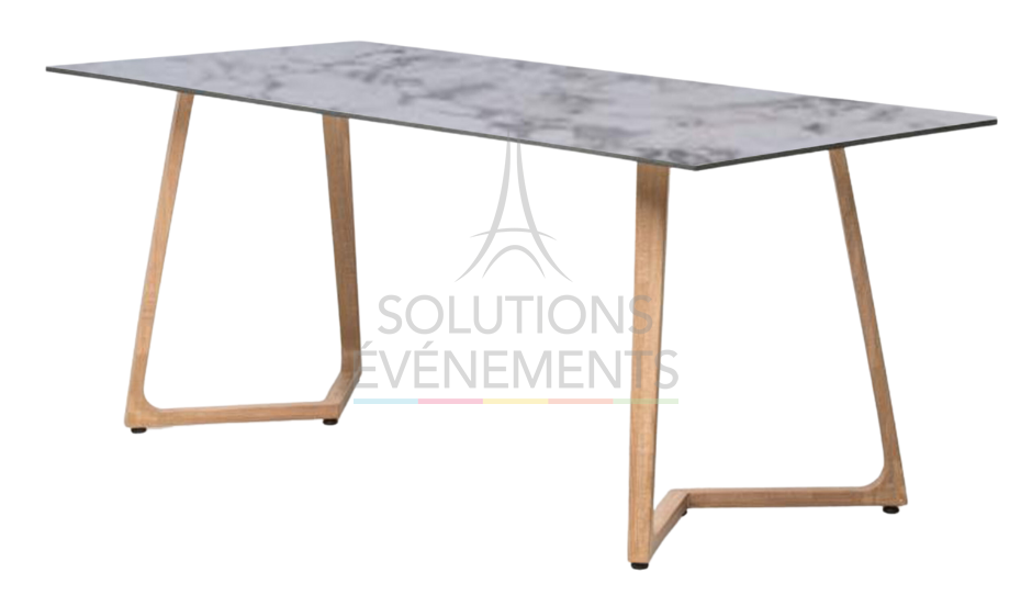 Location de table design 180x80cm avec plateau marbre blanc