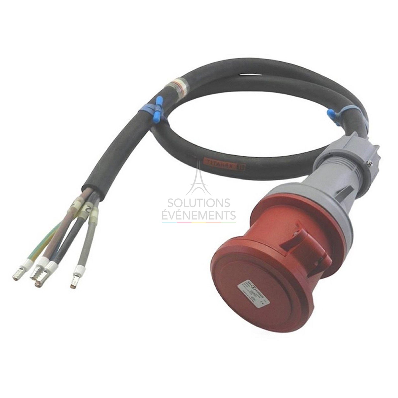 Rental of 63A three-phase female/breakout power cable - 2m