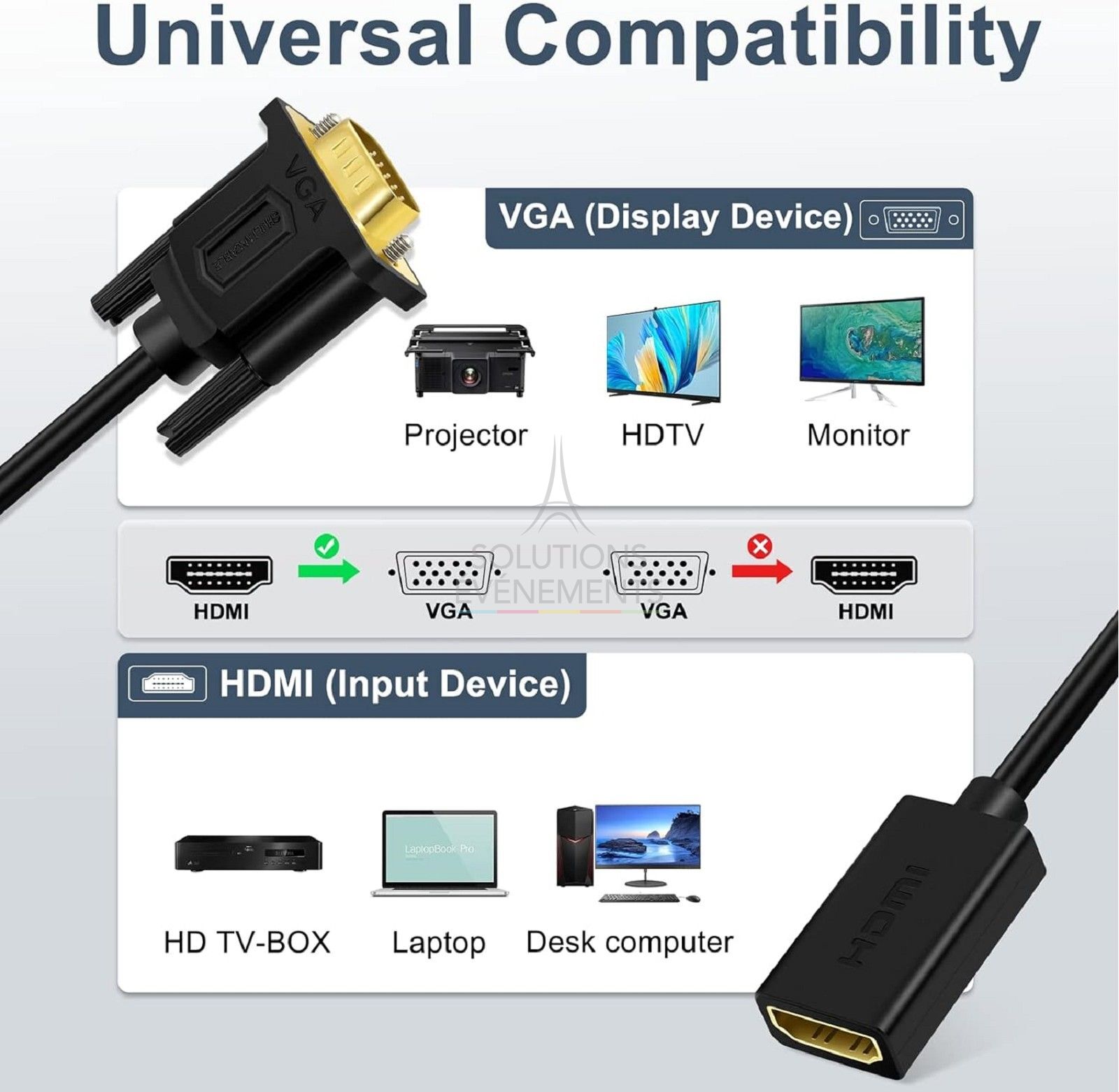 Adaptateur HDMI Femelle vers VGA Mâle - Visuel 2