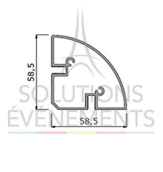 ALUVISION C90 Corner black A1 profile 1488mm - Visual 2