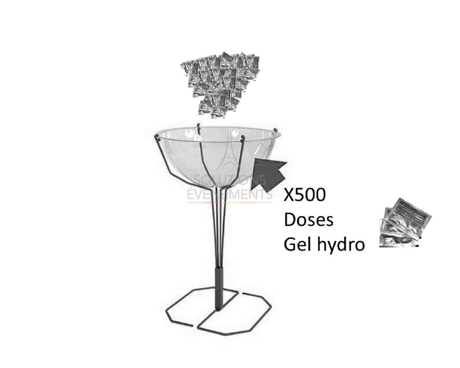 Location de bac contenant 500 doses de gels hydroalcooliques