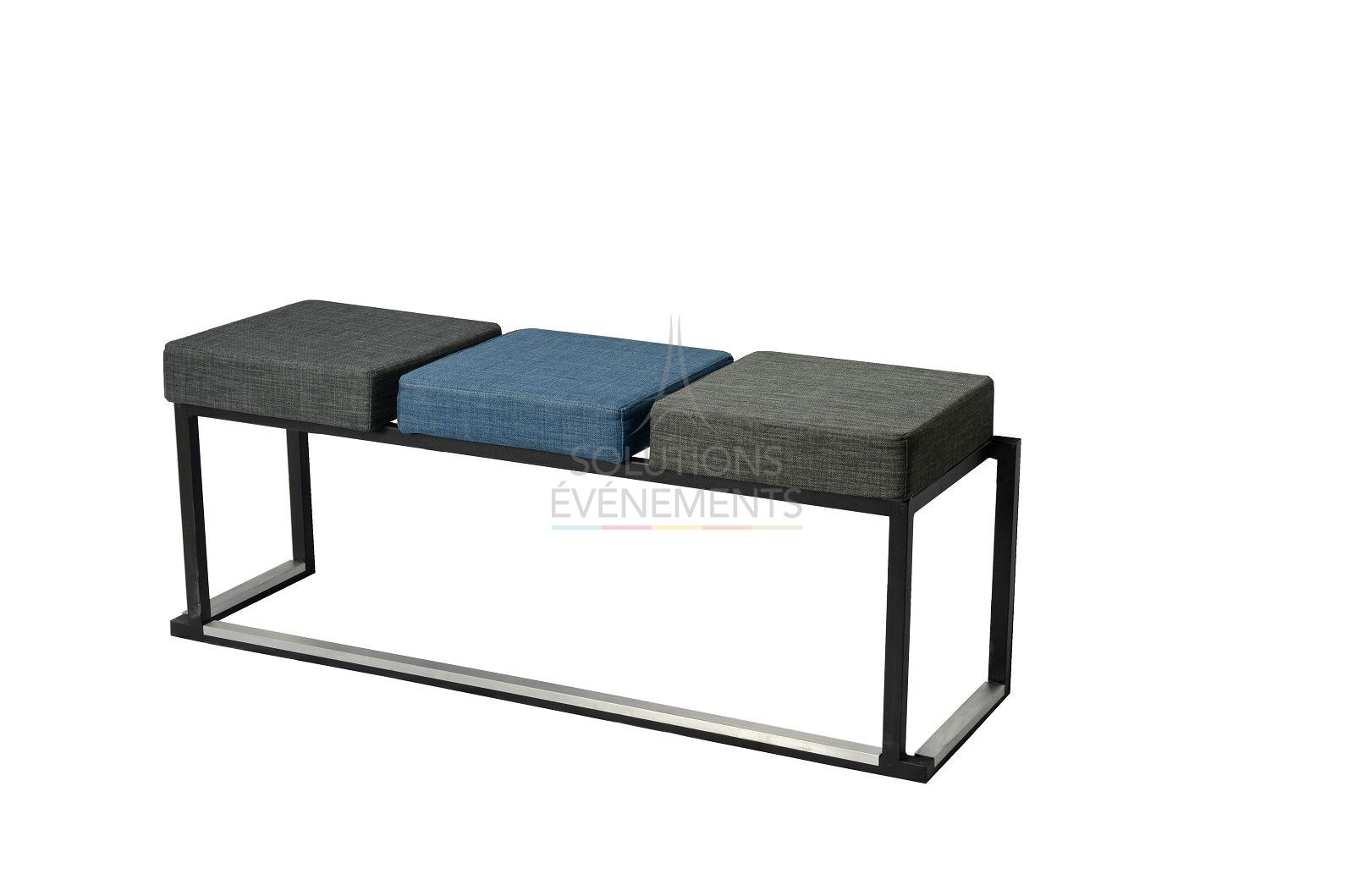 Location banc design tissu gris et bleu