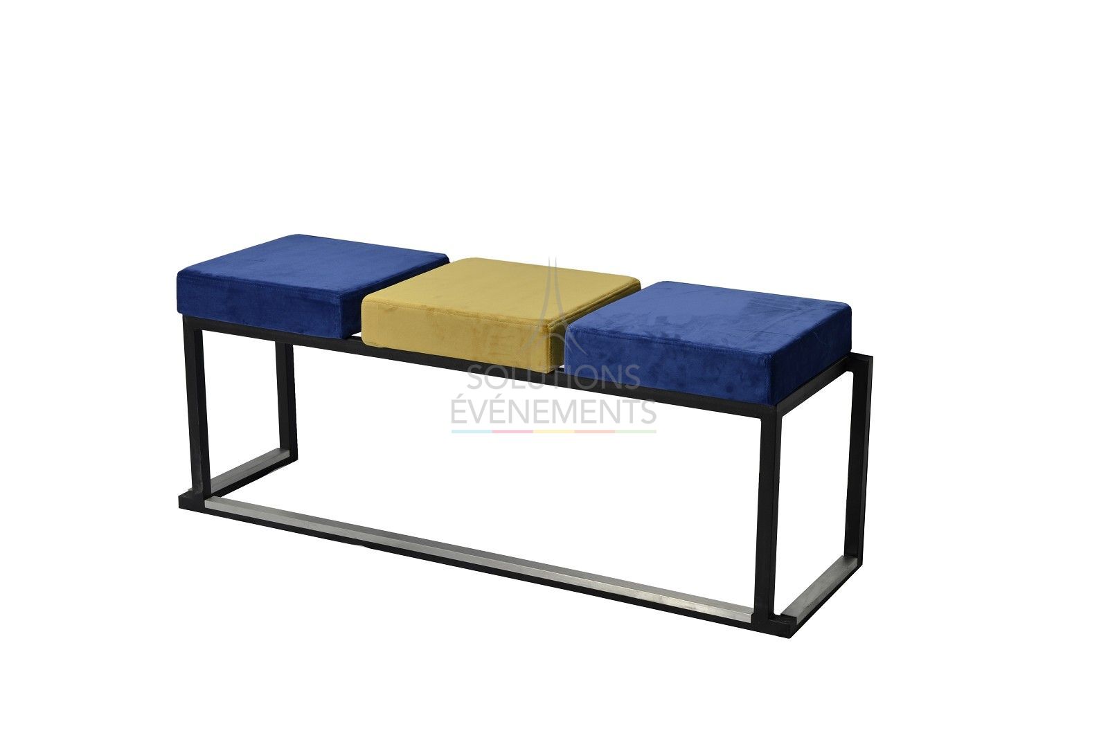 Location banc design velours bleu et or