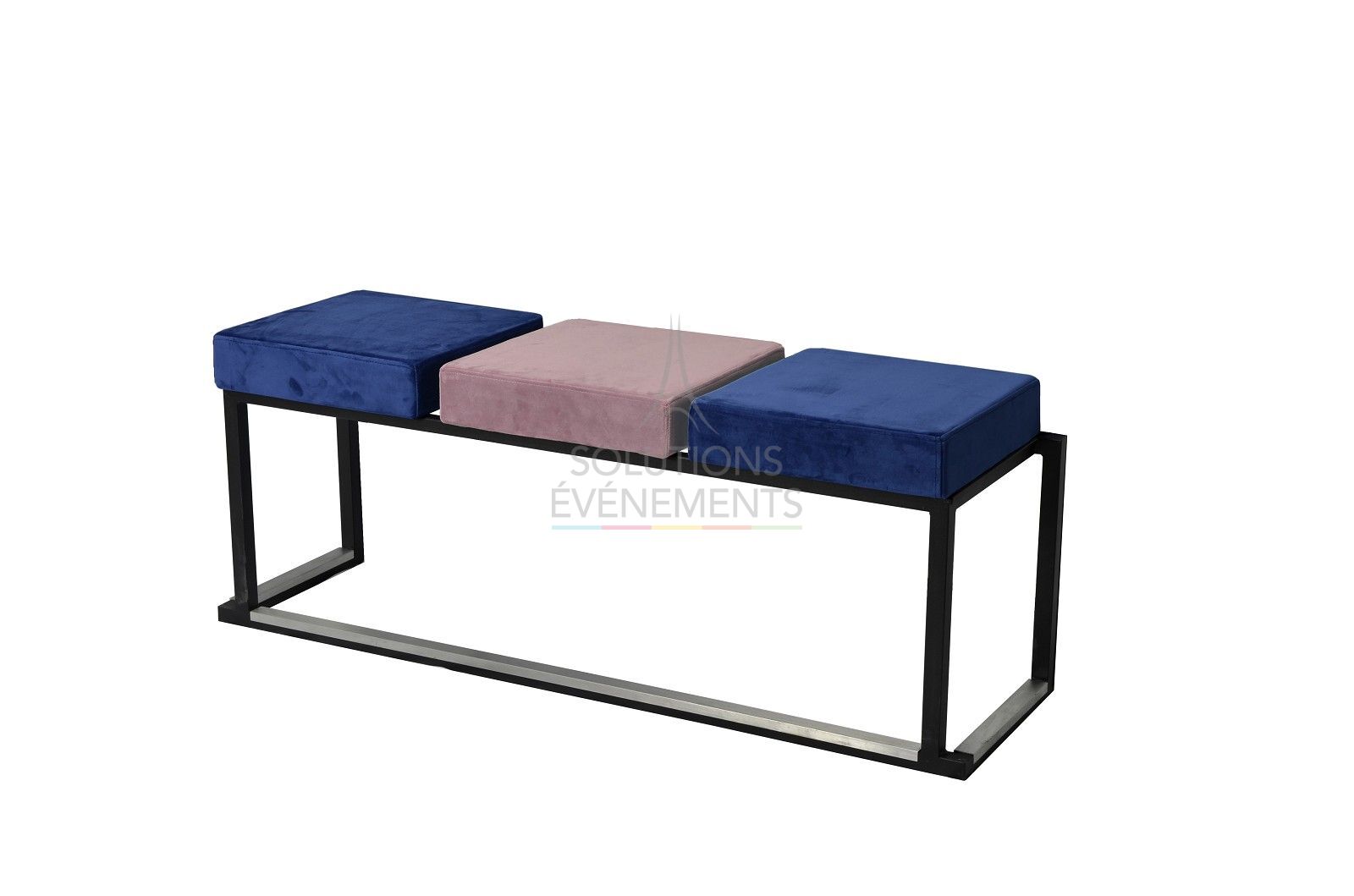 Banc Kubo Love Velours Bleu et Rose - 3 places - Visuel 1