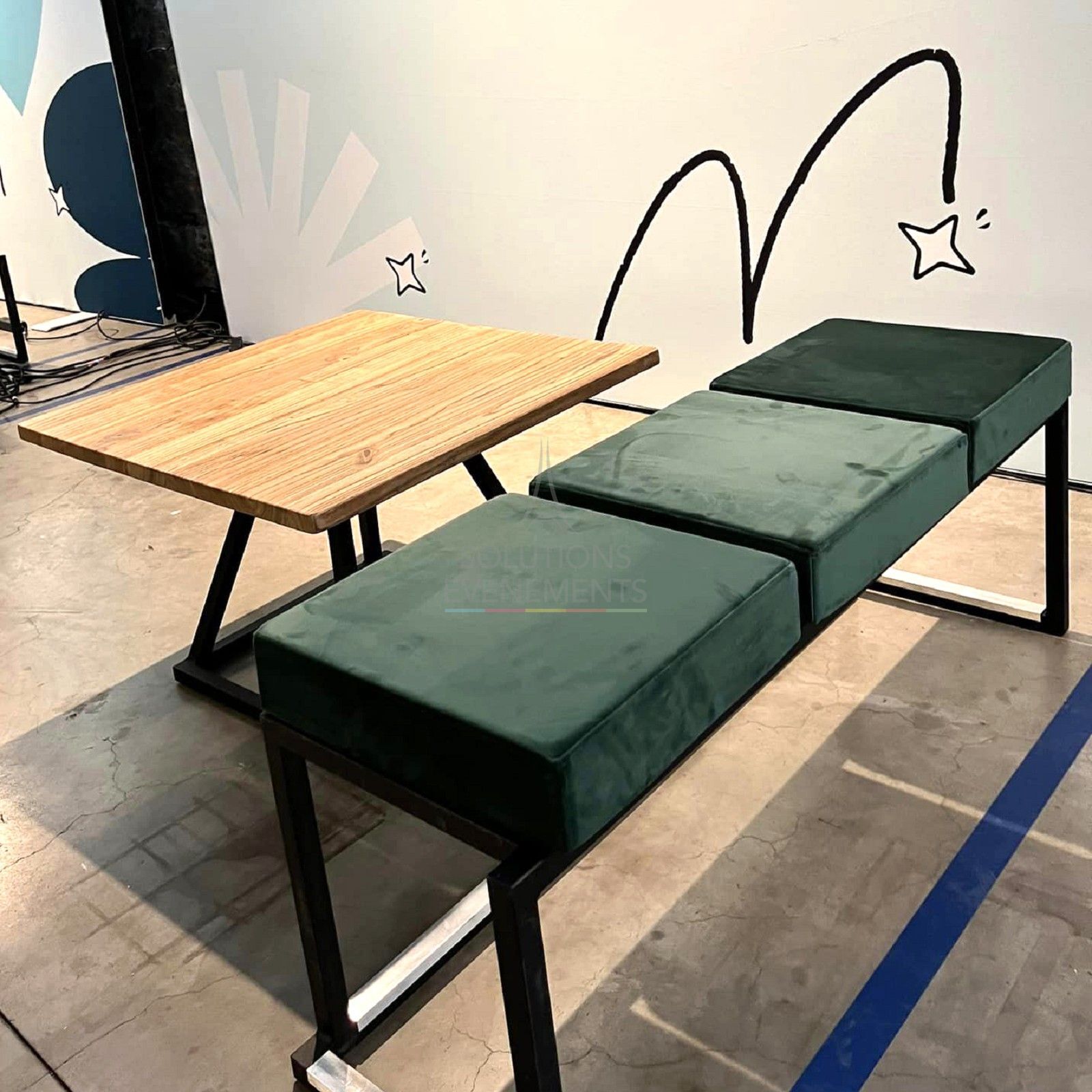 Banc Kubo Love Velours Vert - 3 places - Visuel 3