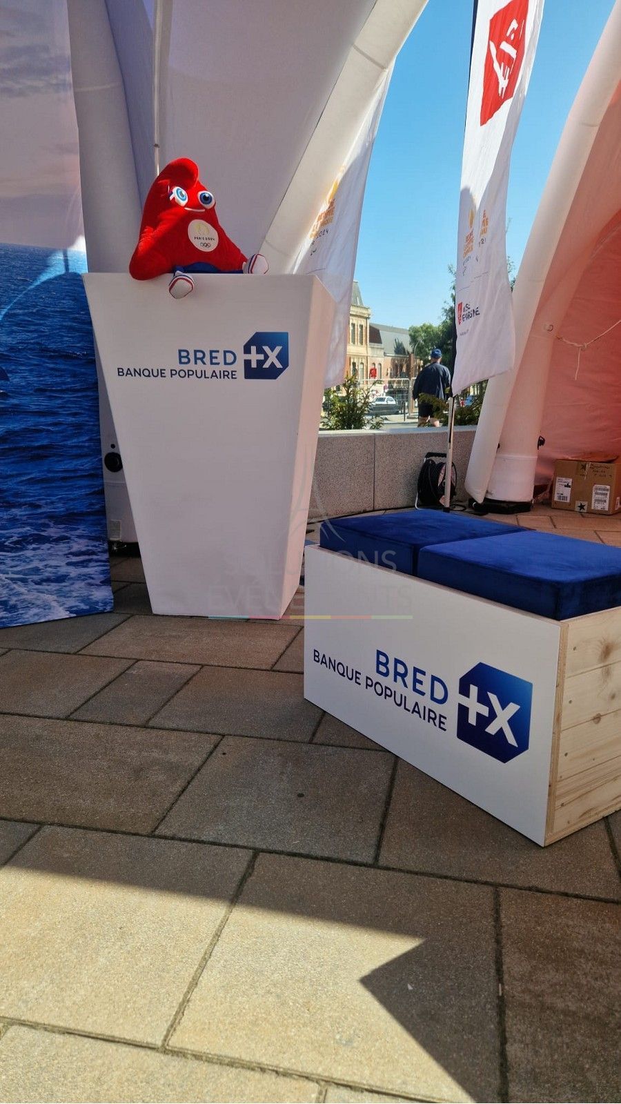 Banquette 2 places Senlis - Velours Bleu - Visuel 3