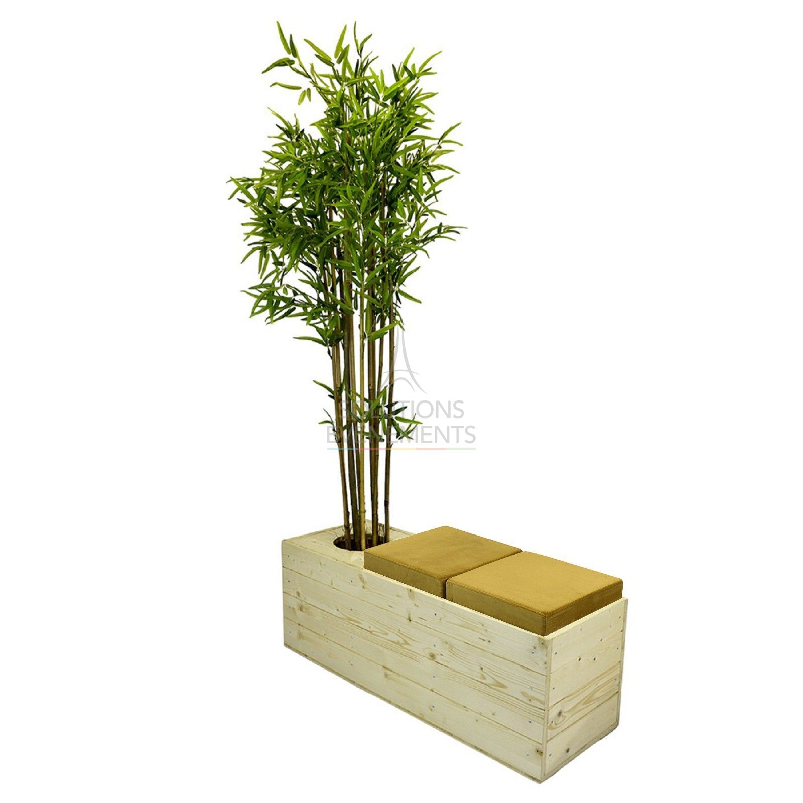 Banquette Senlis avec jardinière - Velours Or - Visuel 1