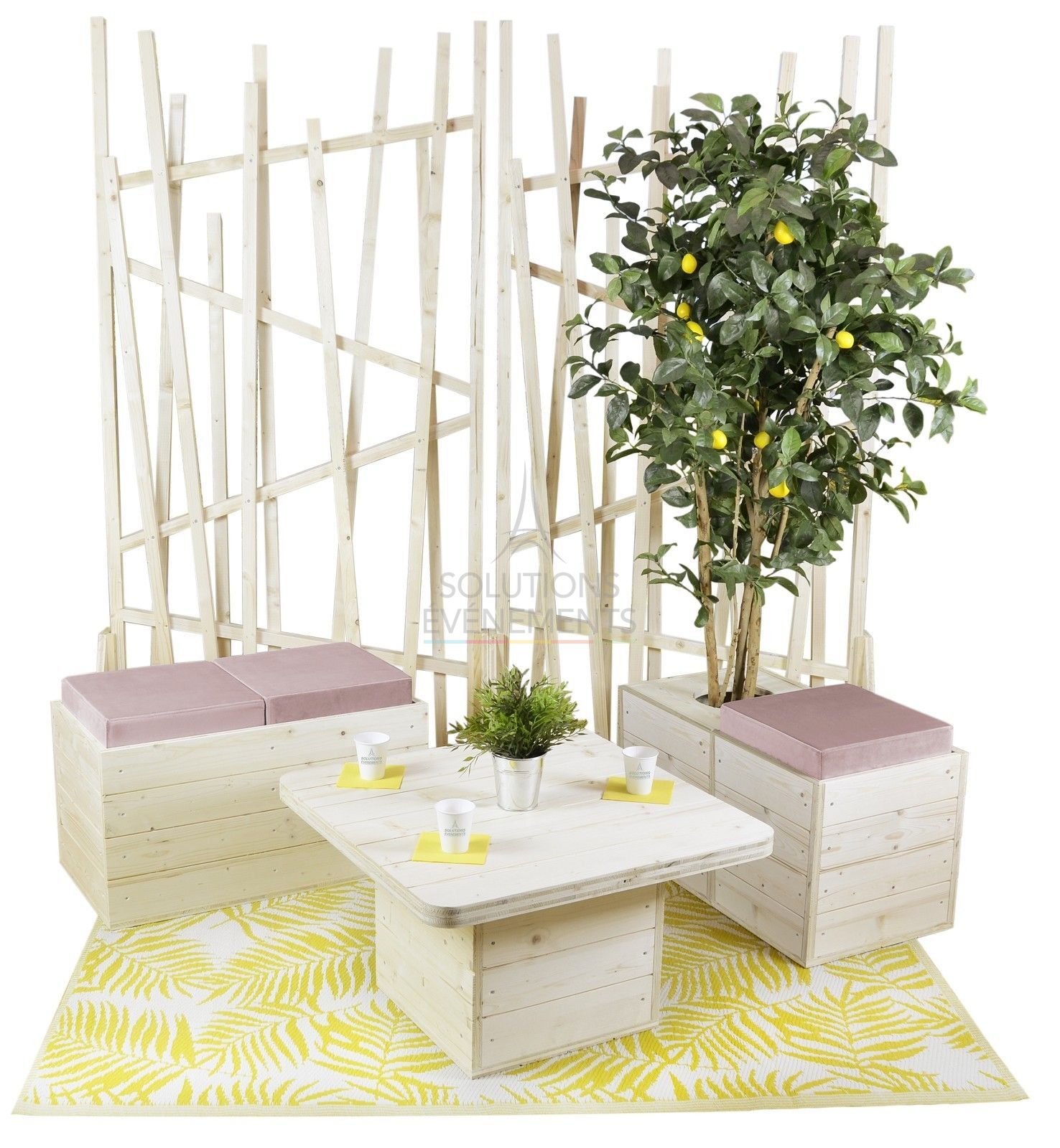 Banquette Senlis avec jardinière - Velours Vert - Visuel 2