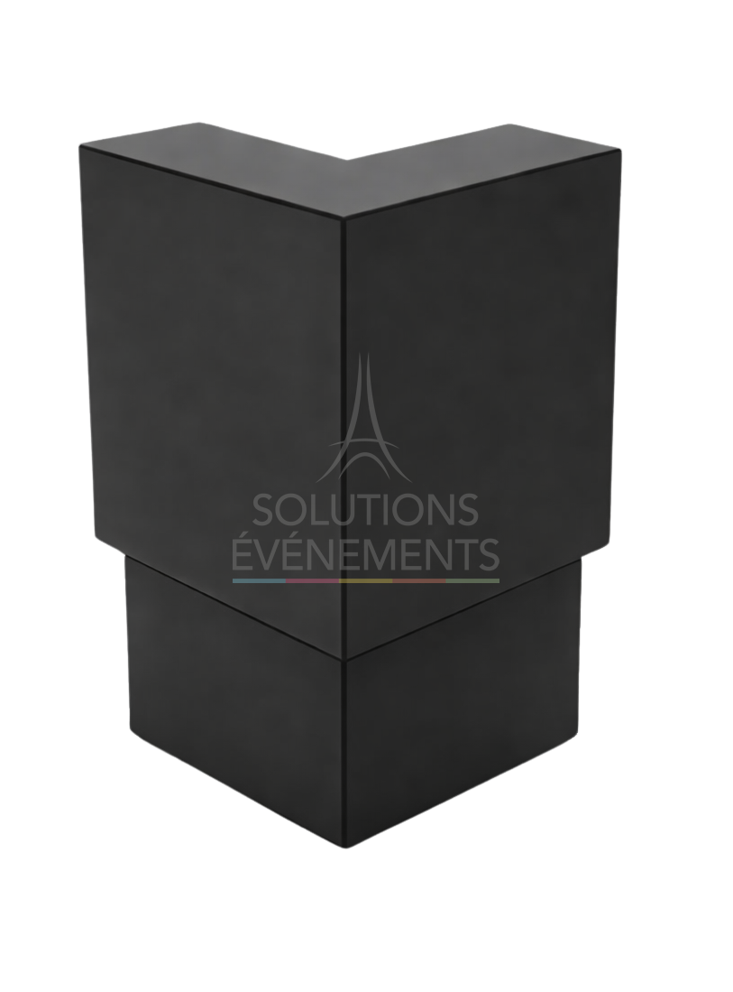 Aluvision corner black countertop desk rental