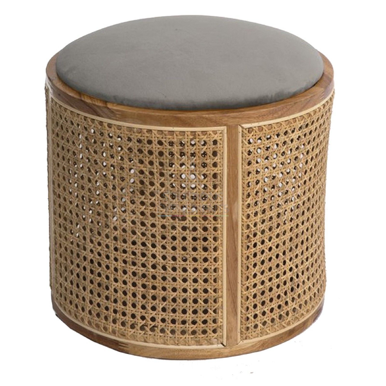 Beige Cannage Pouf - Visual 1