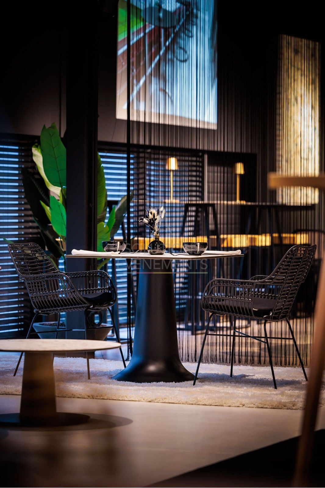 black rattan palm armchair with cushion - visual 2