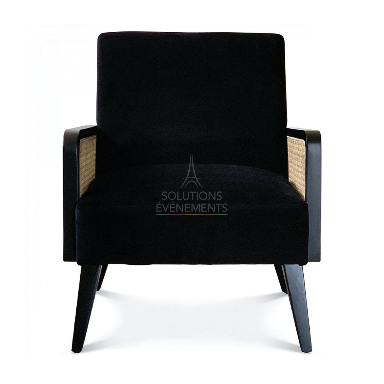 Black Velvet Cannage Armchair - Visual 2