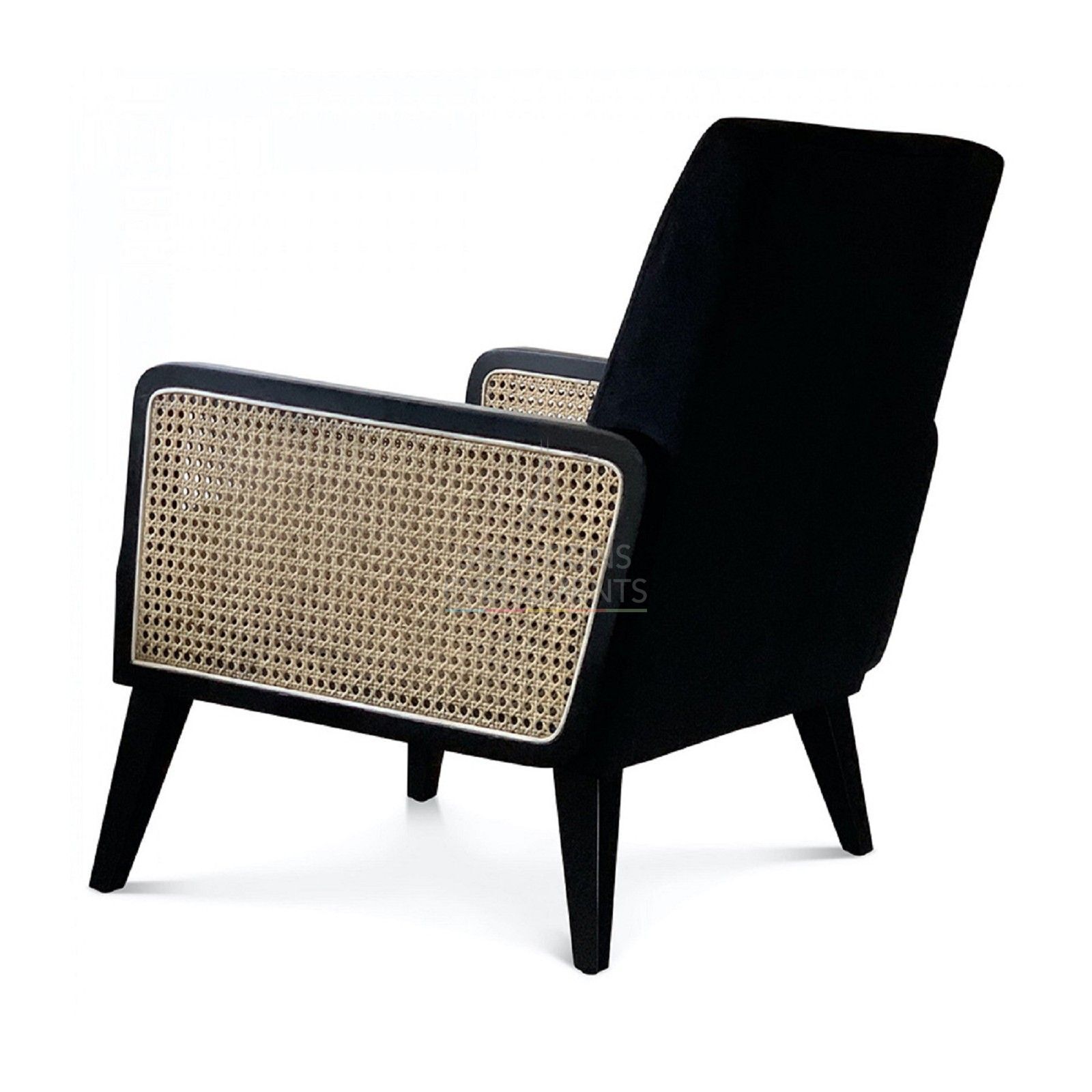 Black Velvet Cannage Armchair - Visual 3