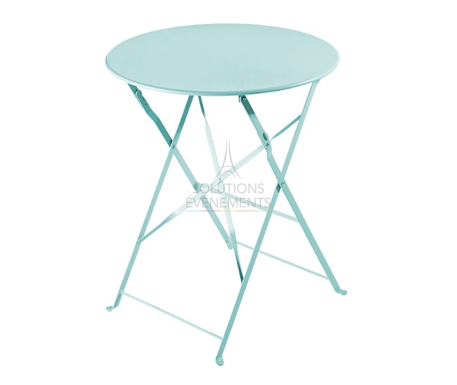 Location table de jardin pliante bleue en métal