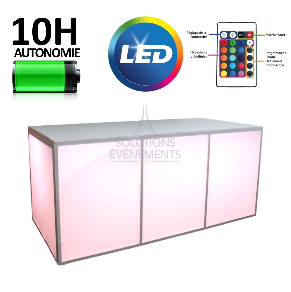 Location de buffet pliant lumineux LED