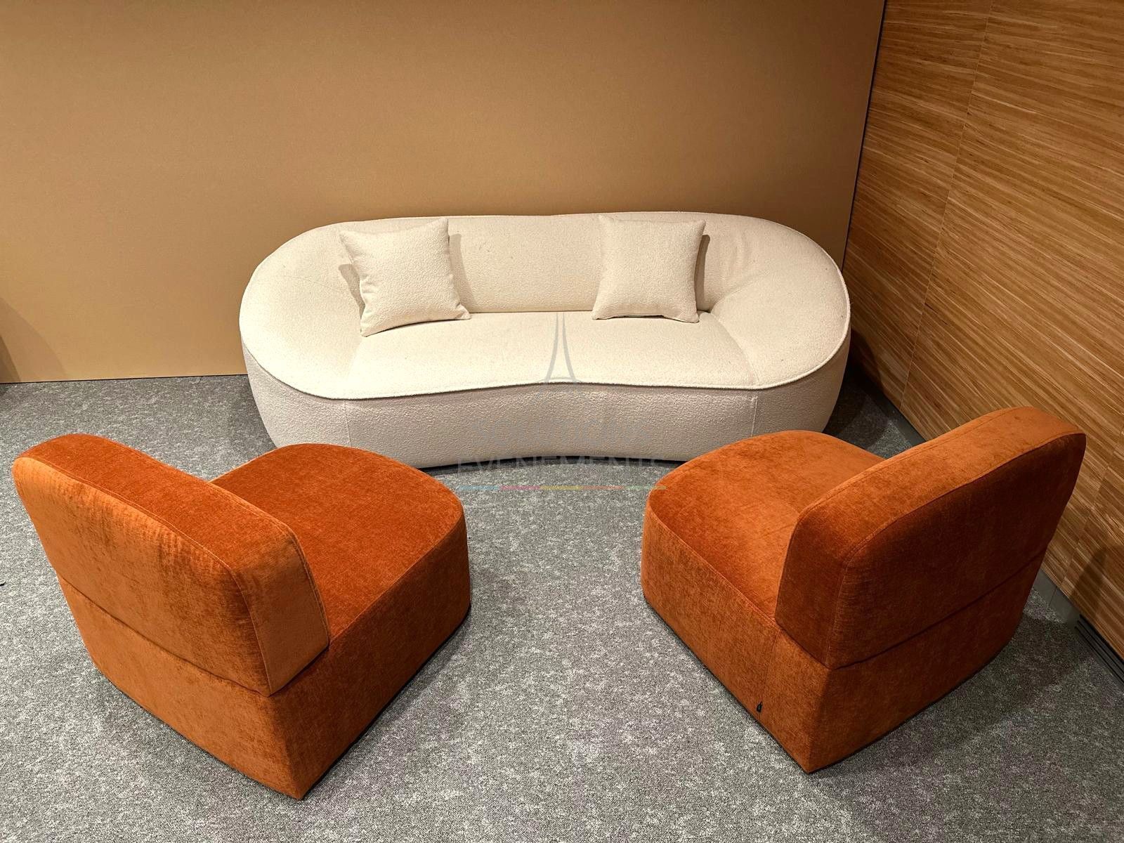 Canapé Glam blanc bouclette - Visuel 4