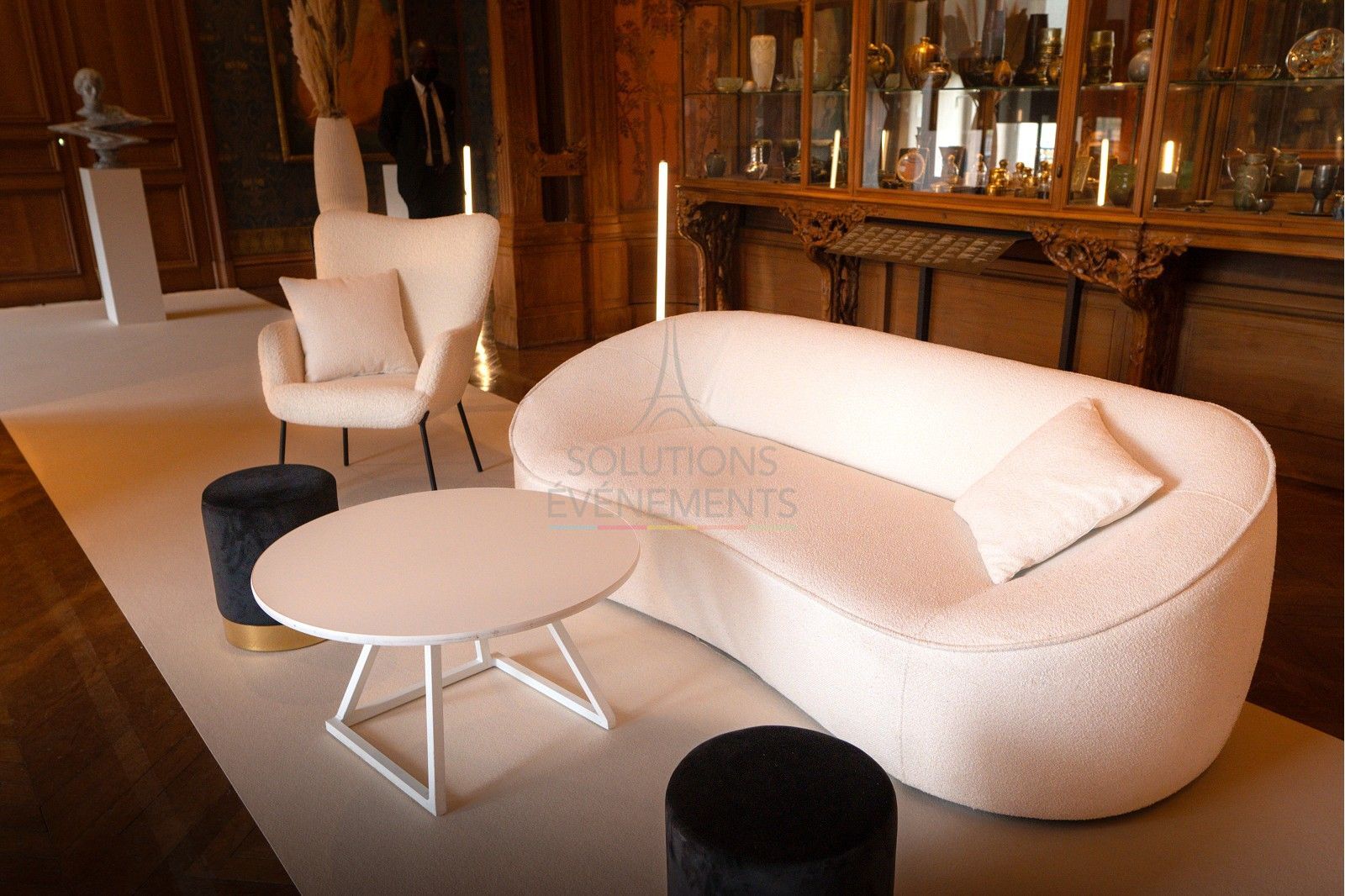 Canapé Glam blanc bouclette - Visuel 2