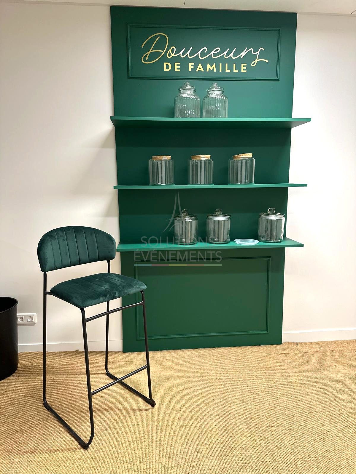 Chaise haute Chantilly velours vert - Visuel 5