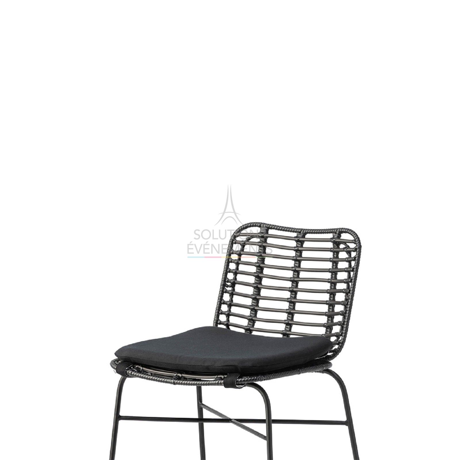 Chaise Haute Palm Rotin Noir avec coussin - Visuel 2