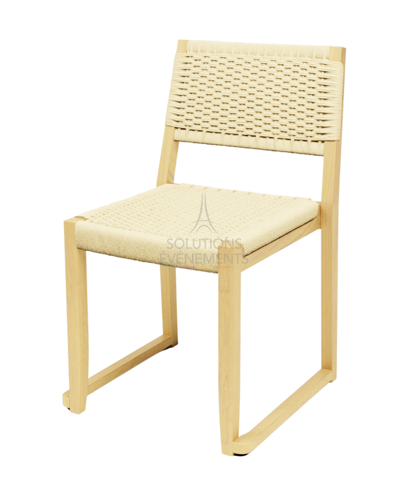 Location chaise en bois et corde tressée