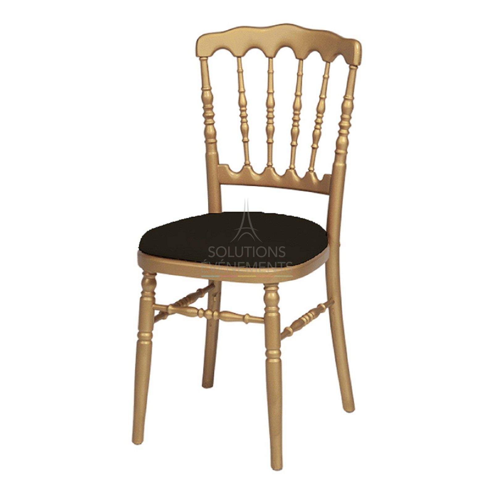 Location de chaise napoleon or avec assise noire