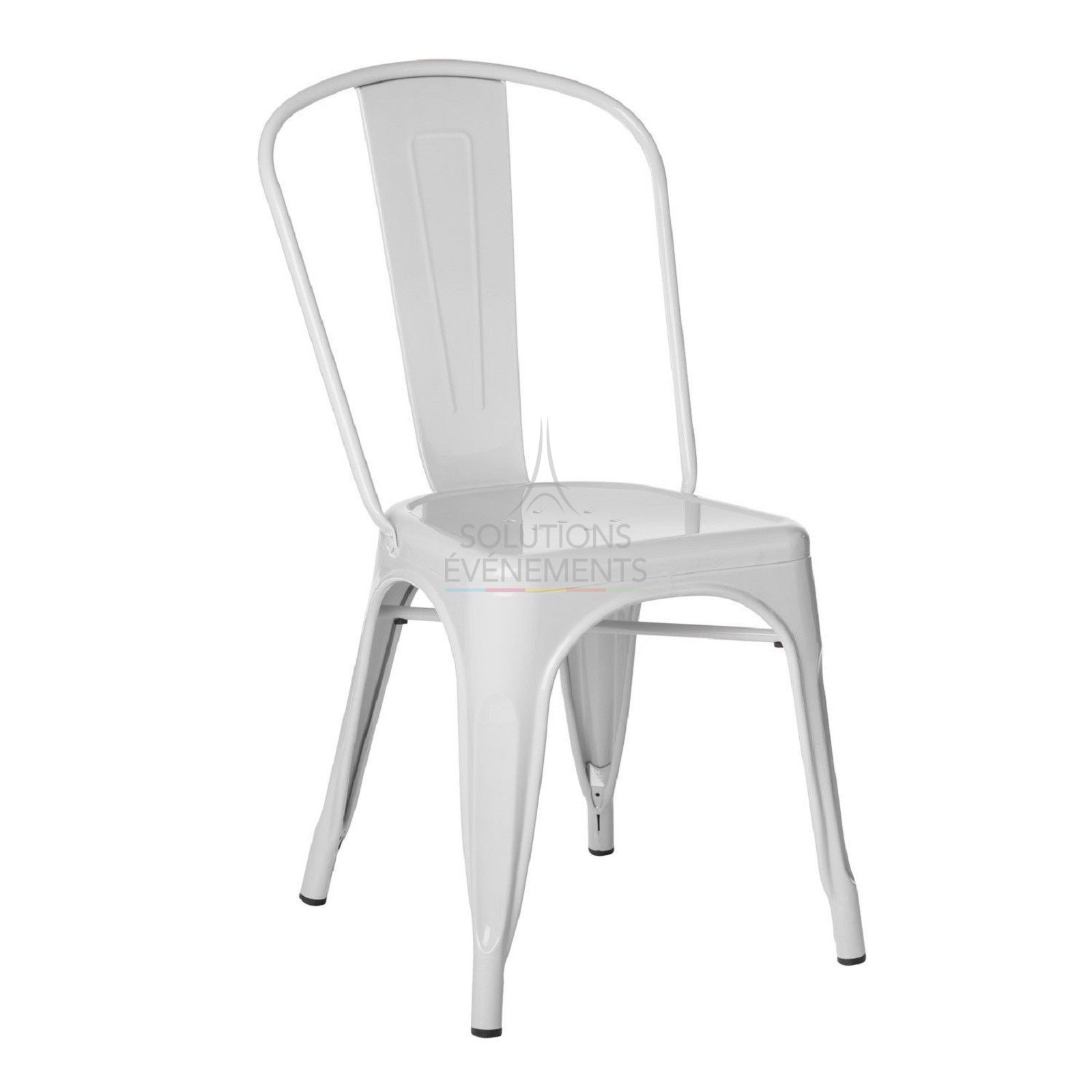 Location de chaise industrielle en métal de couleur blanche