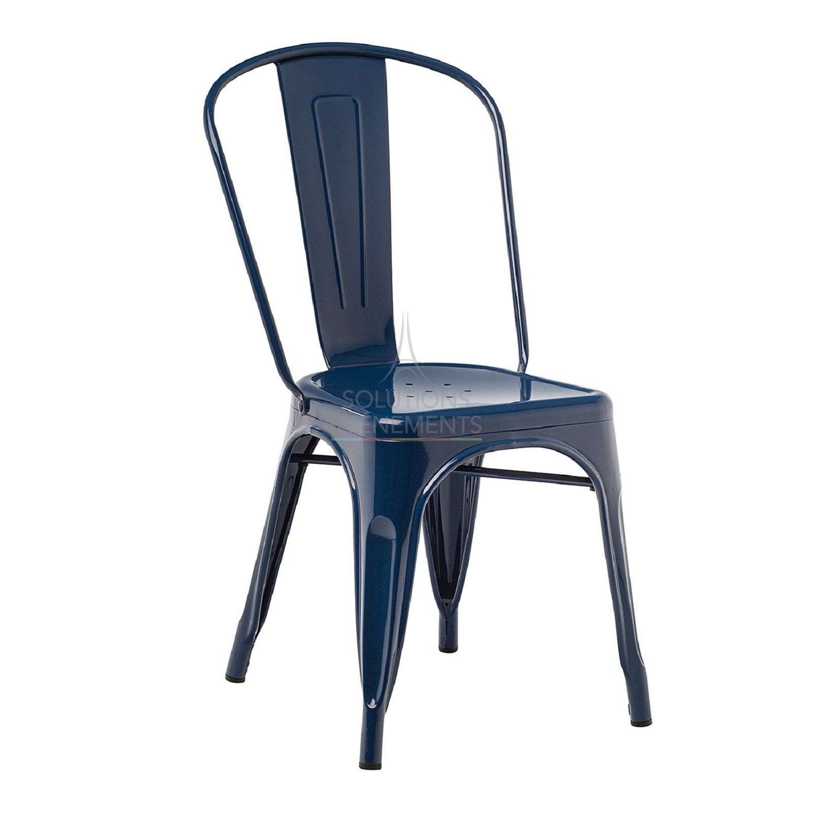 Location de chaise industrielle en metal de couleur bleue