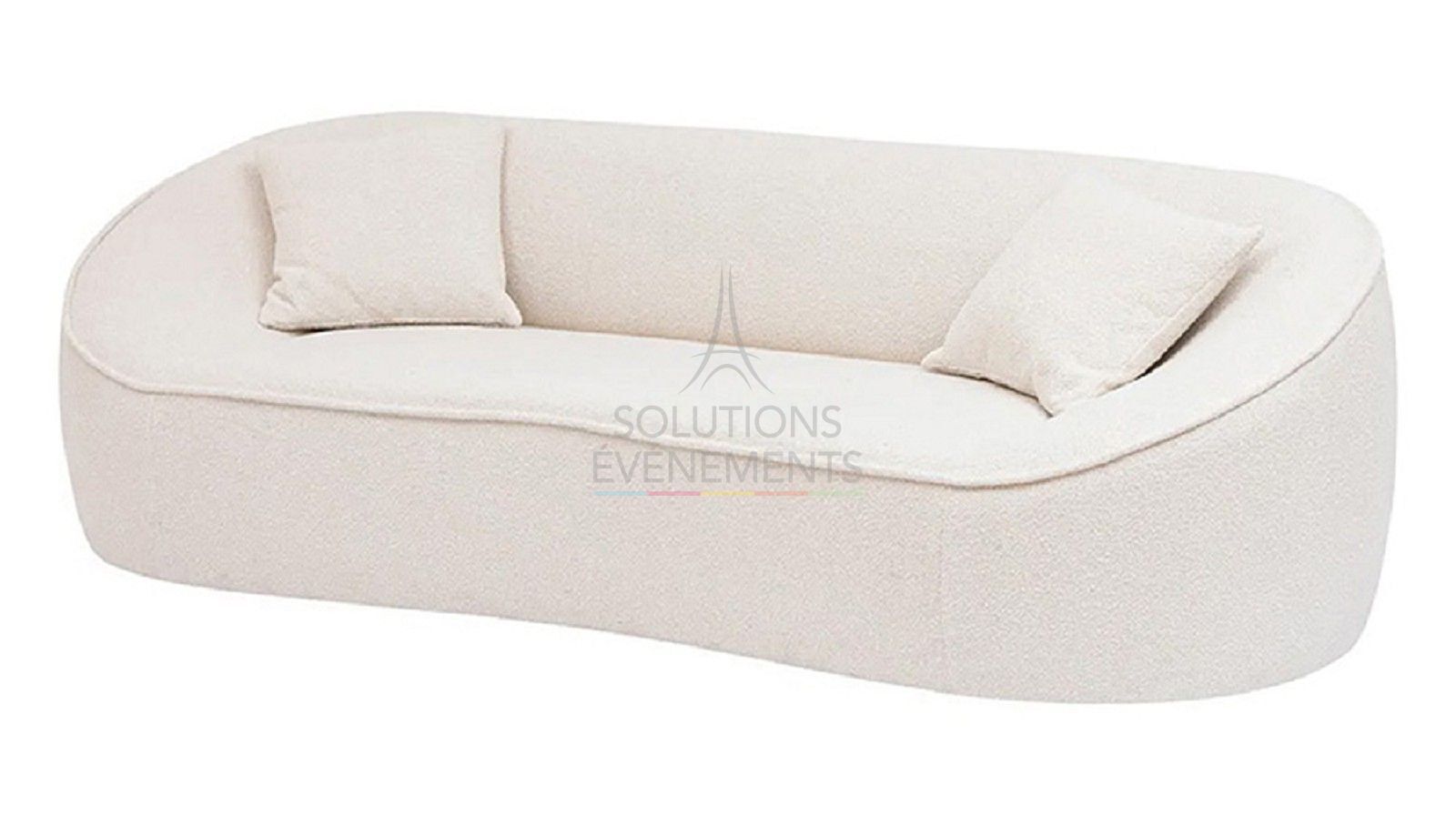 Rental of 3-seater white terry sofa
