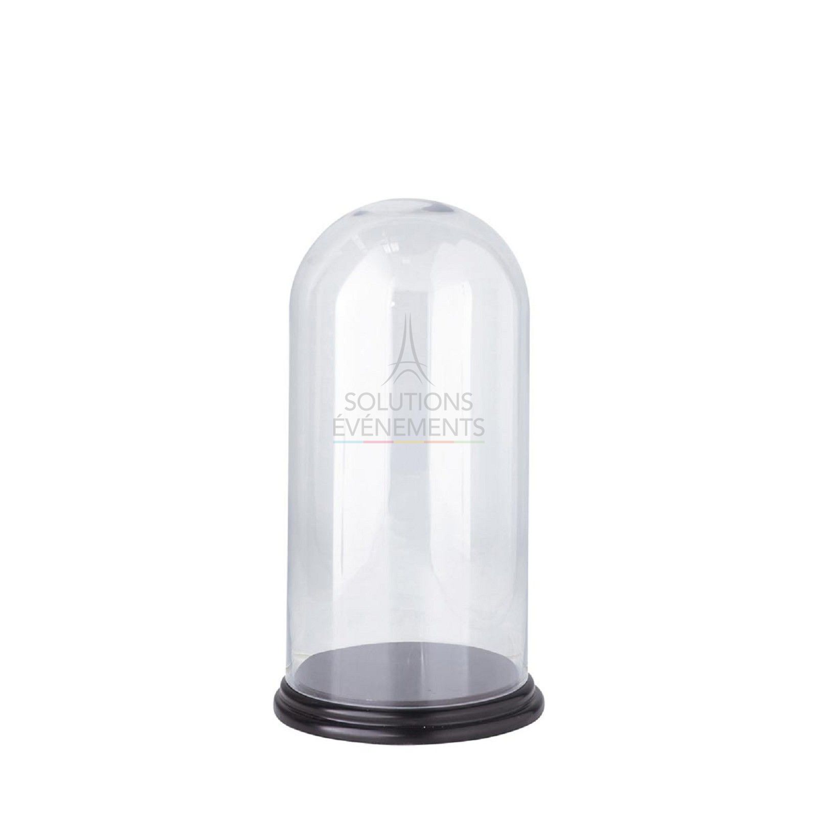 Location de cloche en verre, socle noir pour exposer vos produits