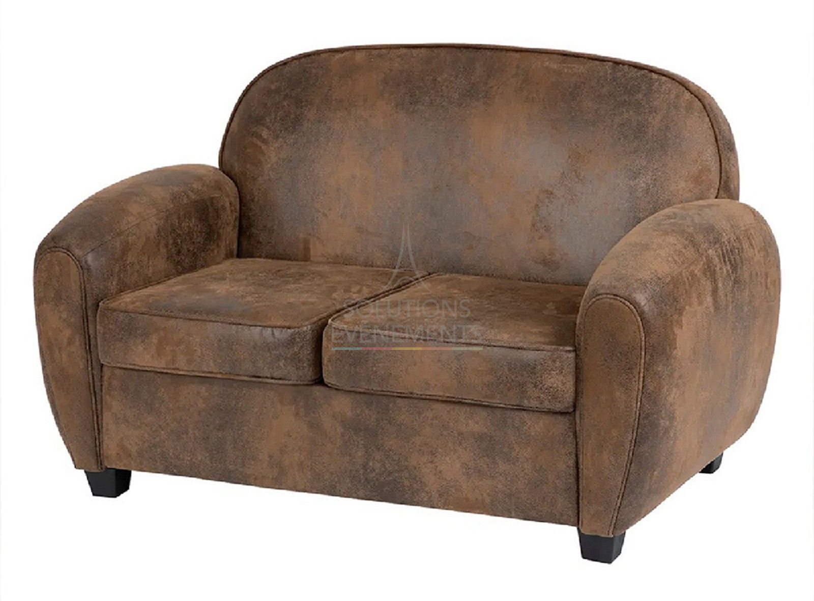 Rental of 2-seater club sofa in brown leather effect for events