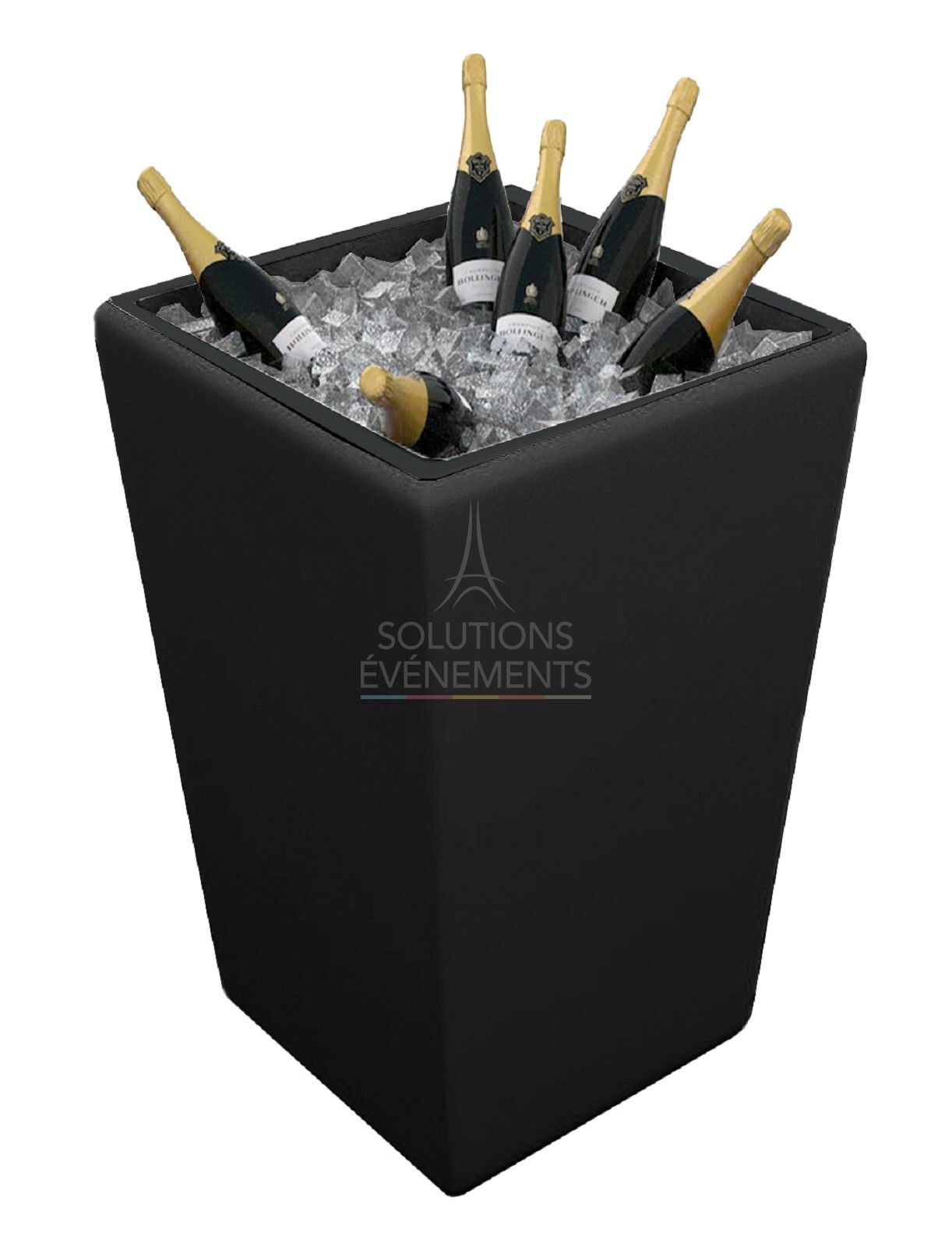 Rental of Conic Party black standing table for ice cube tray