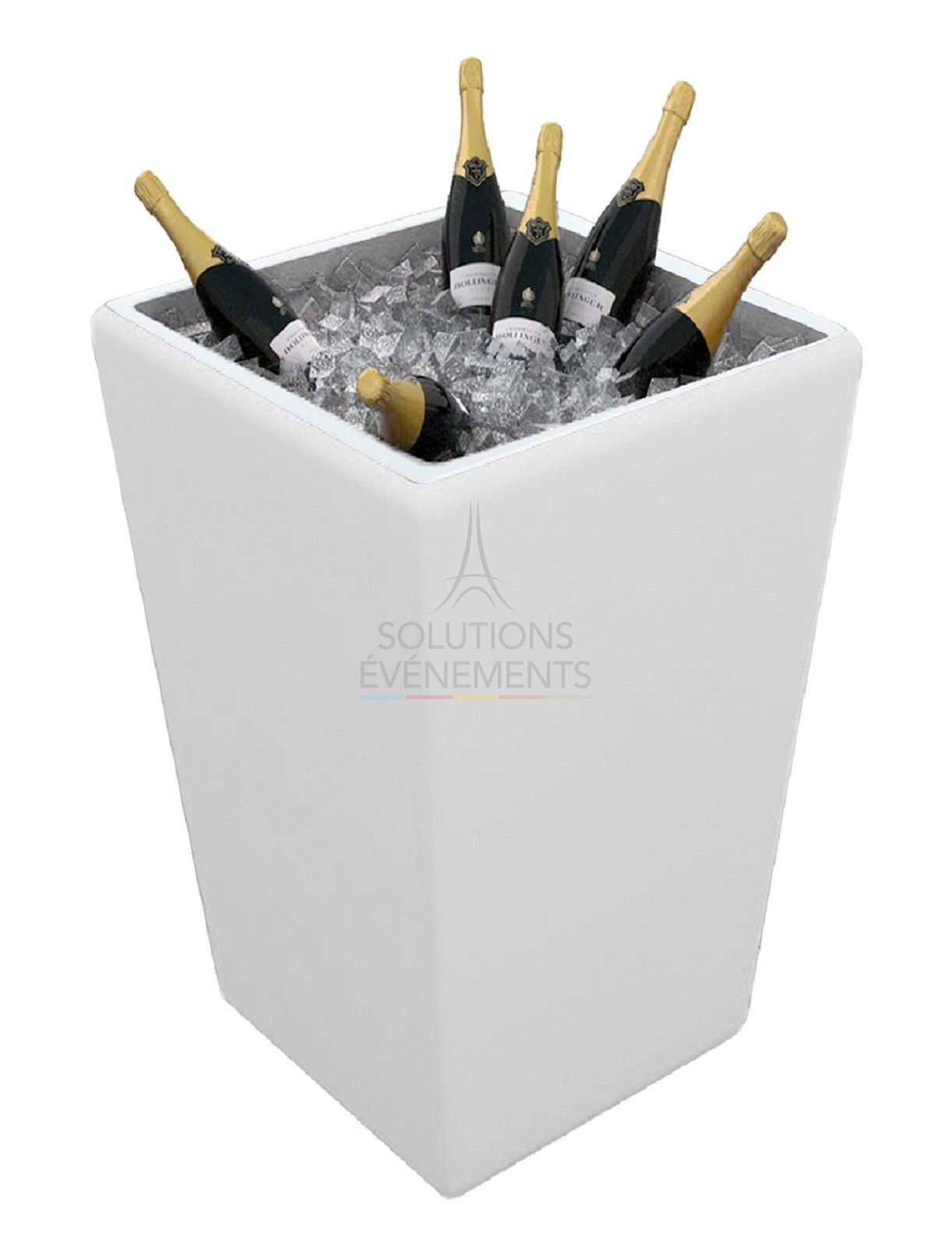 Rental of white Conic Party standing table for ice cube tray