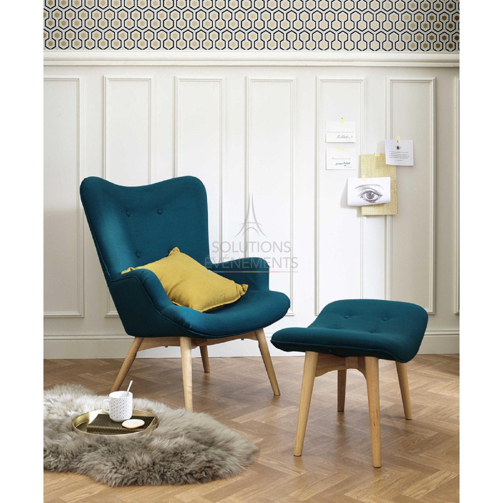 Copenhagen armchair blue OIL - Visual 3