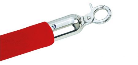 Cordon velours rouge & embouts chrome pour potelet de guidage