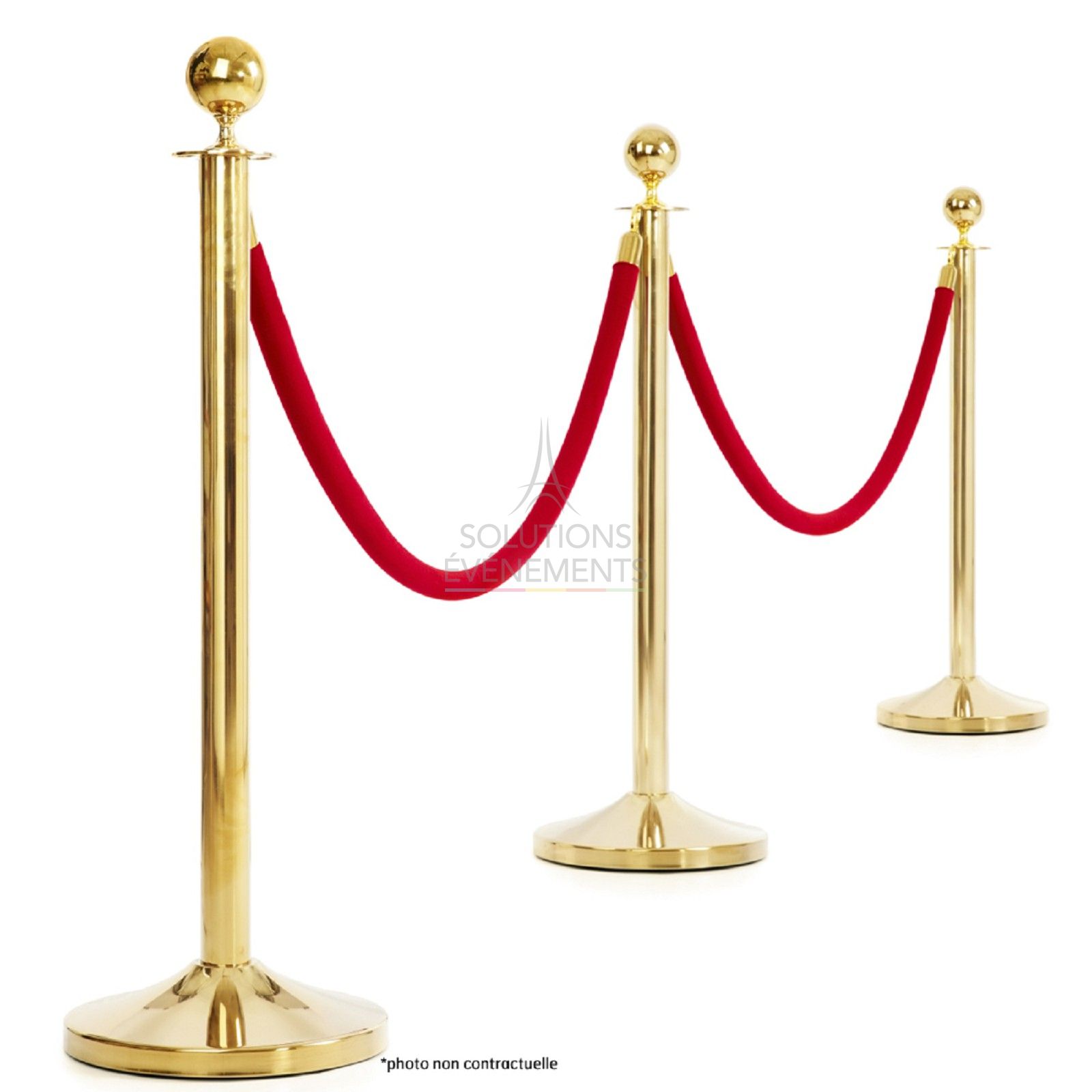 Cordon velours rouge & embouts or - Visuel 2