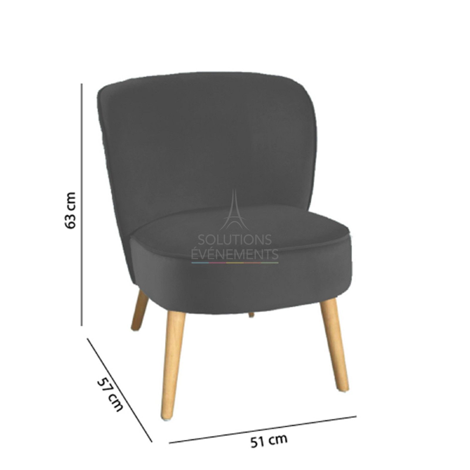 Toad armchair anthracite gray velvet - Visual 2