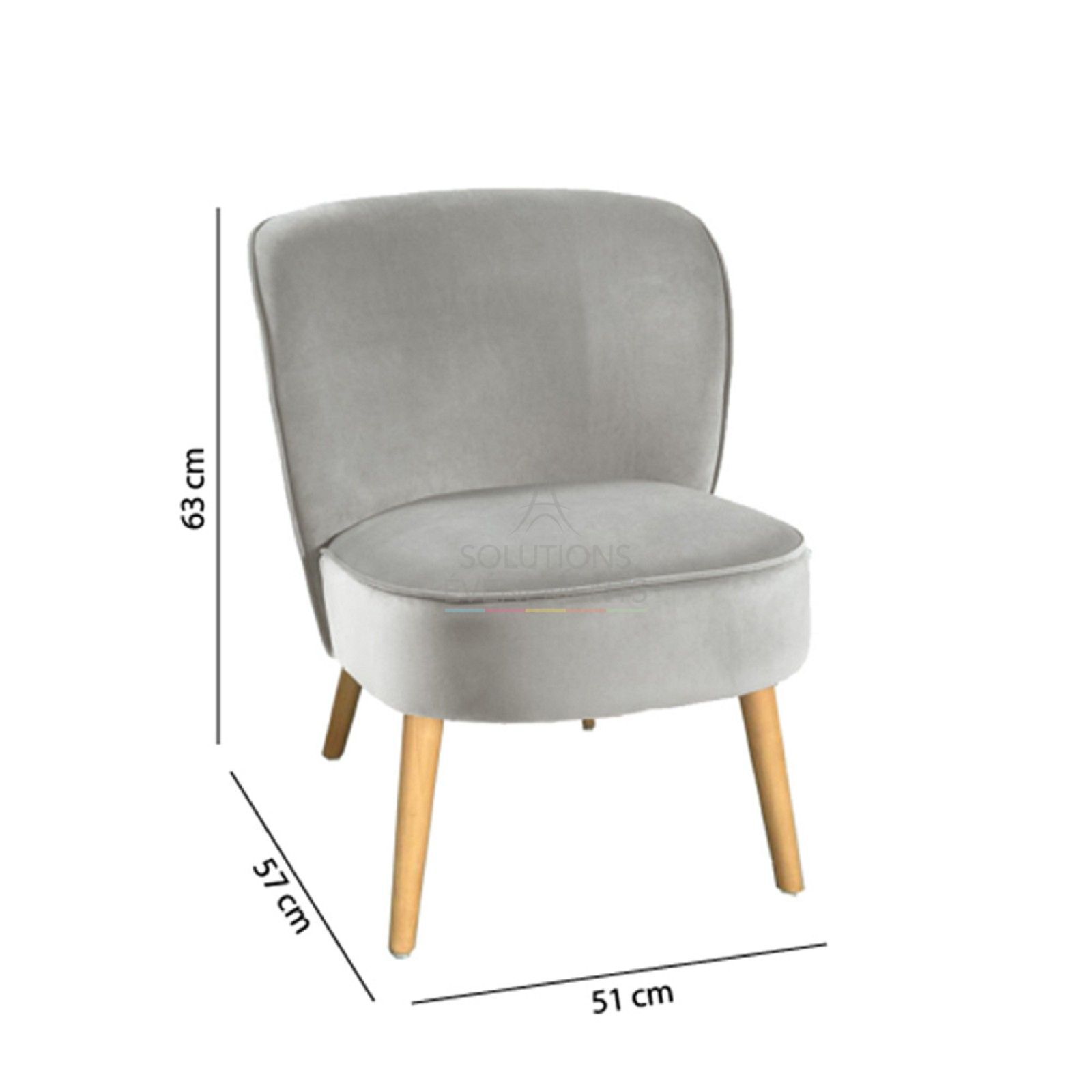 Toad armchair light gray velvet - Visual 2