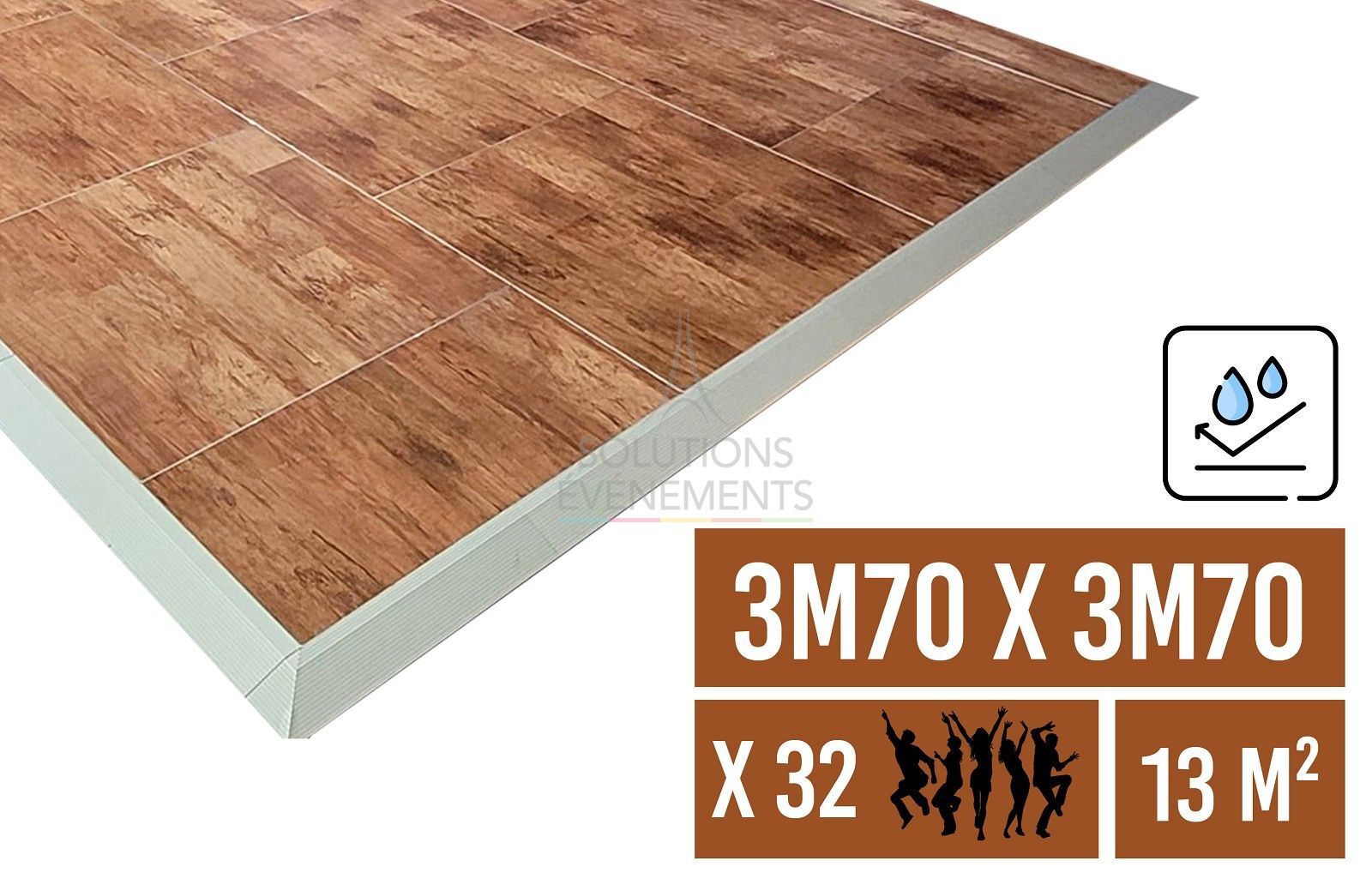 Rental of ballroom floor and parquet dance floor of 3.70 x 3.70 m