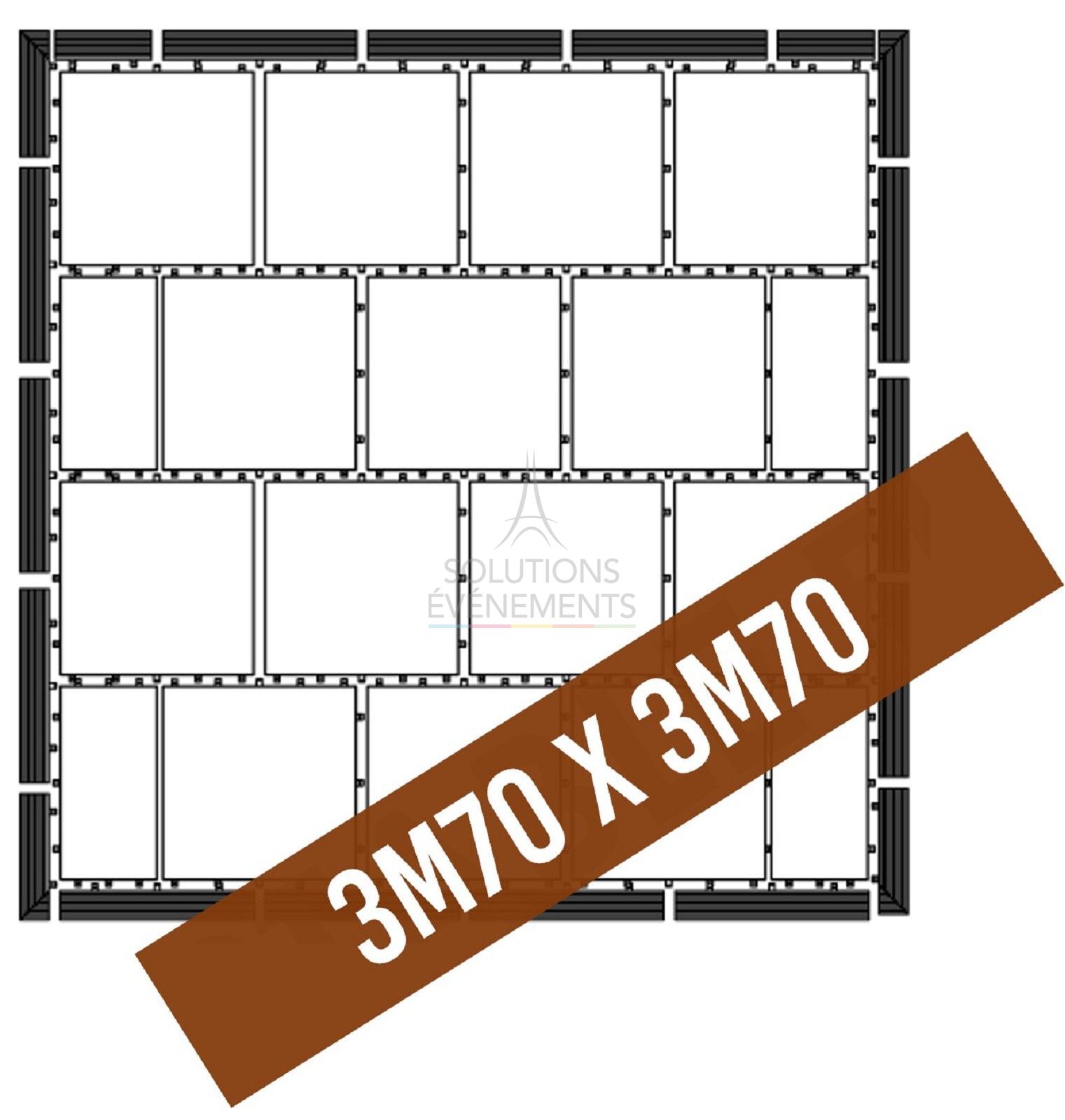Dance floor parquet kit - Outdoor - 13 m2 - 32 pax - Visual 2
