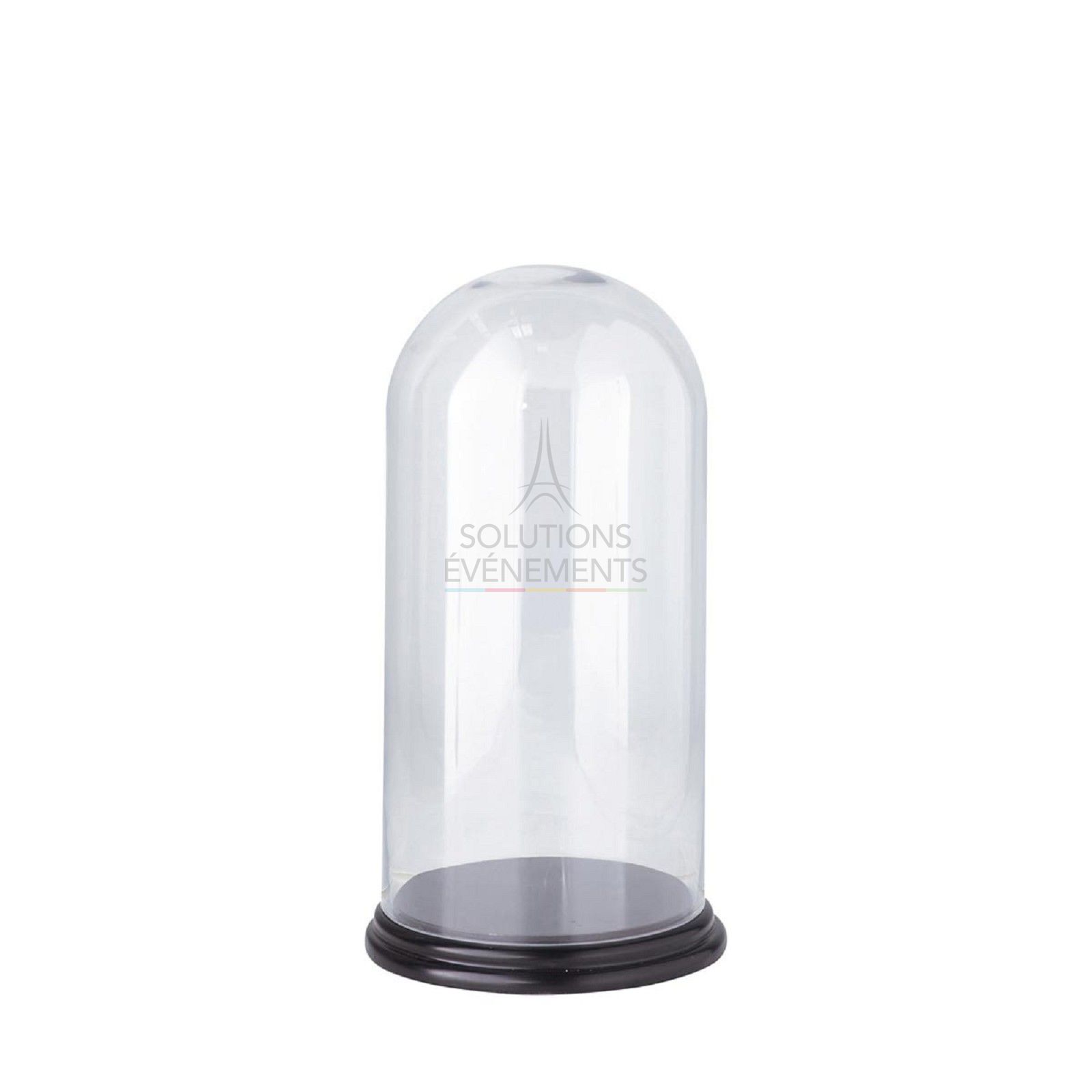 Rental of glass bell, black base to display your products