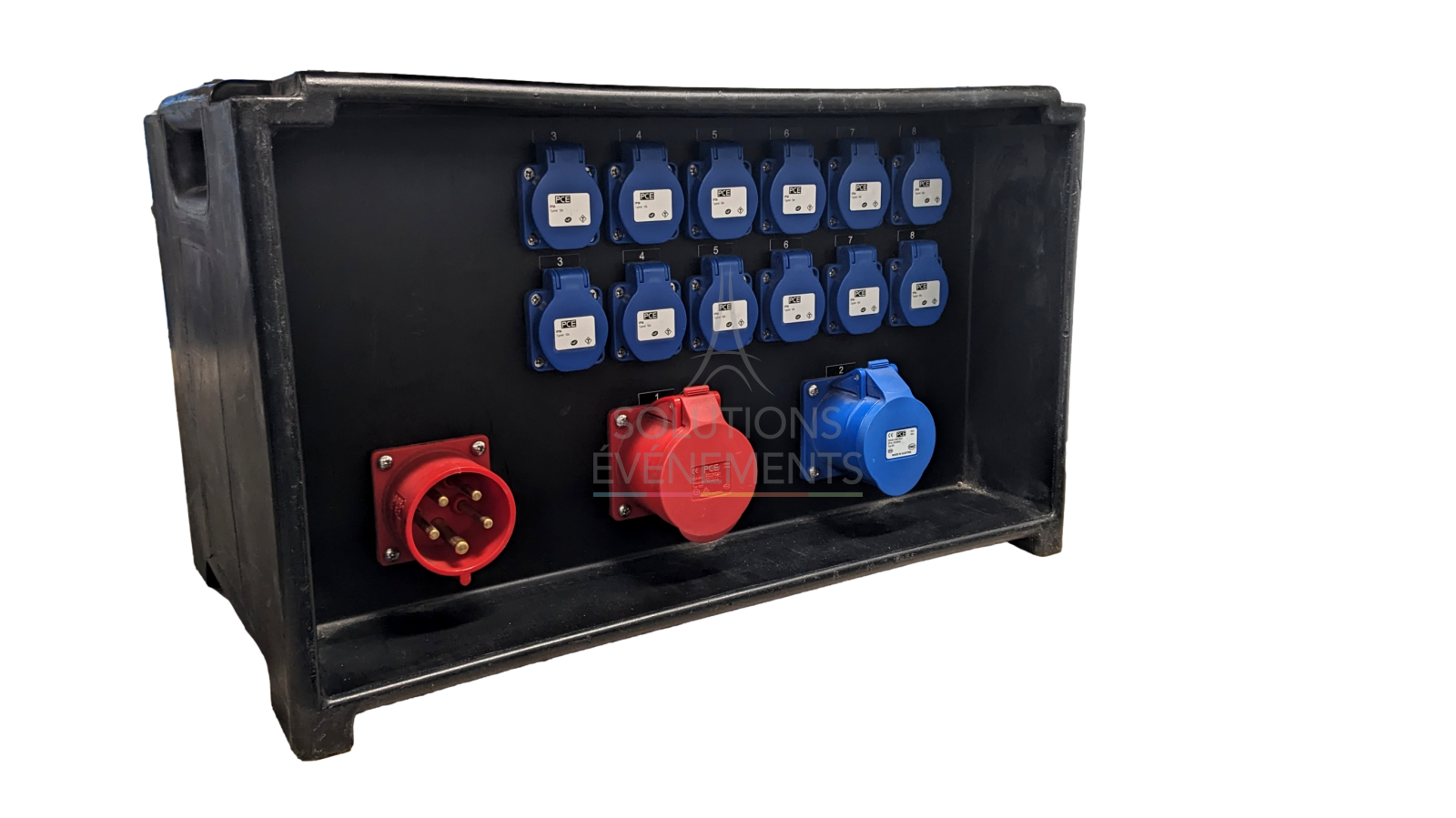 Rental of a 32A three-phase distribution box with 12 single-phase 16A outputs, 1 single-phase 32A output and 1 three-phase 32A copy output
