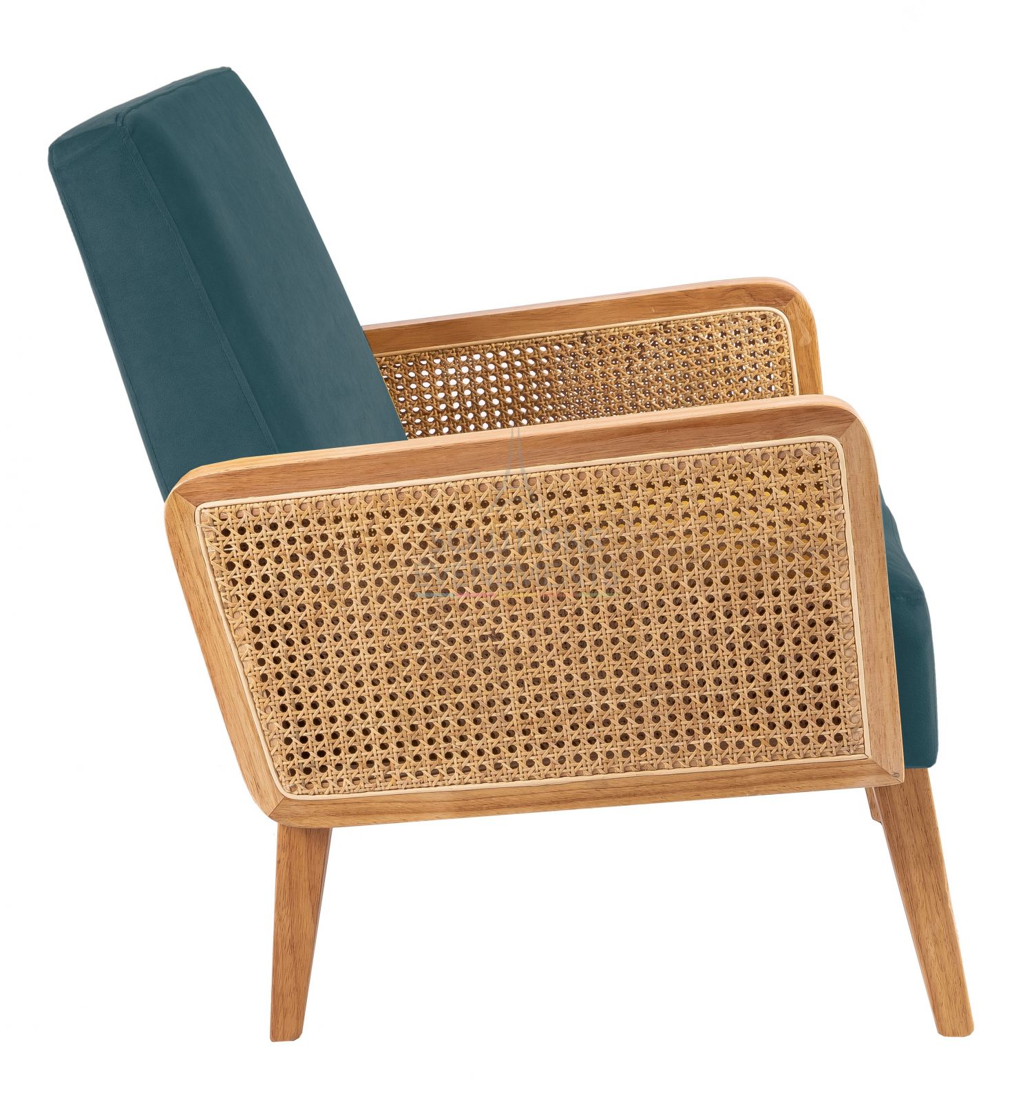Duck Blue Velvet Cannage Armchair - Visual 2
