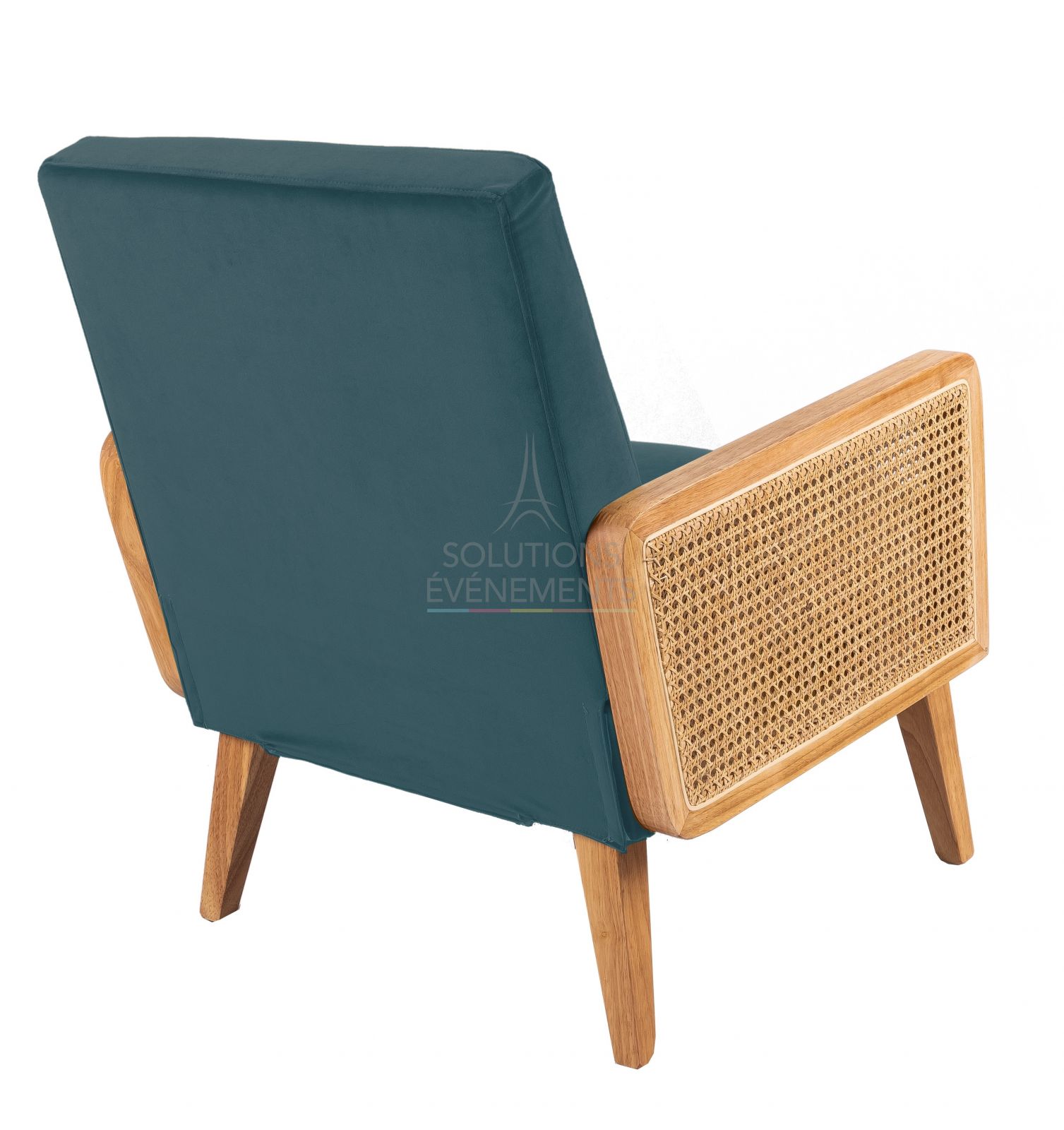 Duck Blue Velvet Cannage Armchair - Visual 3