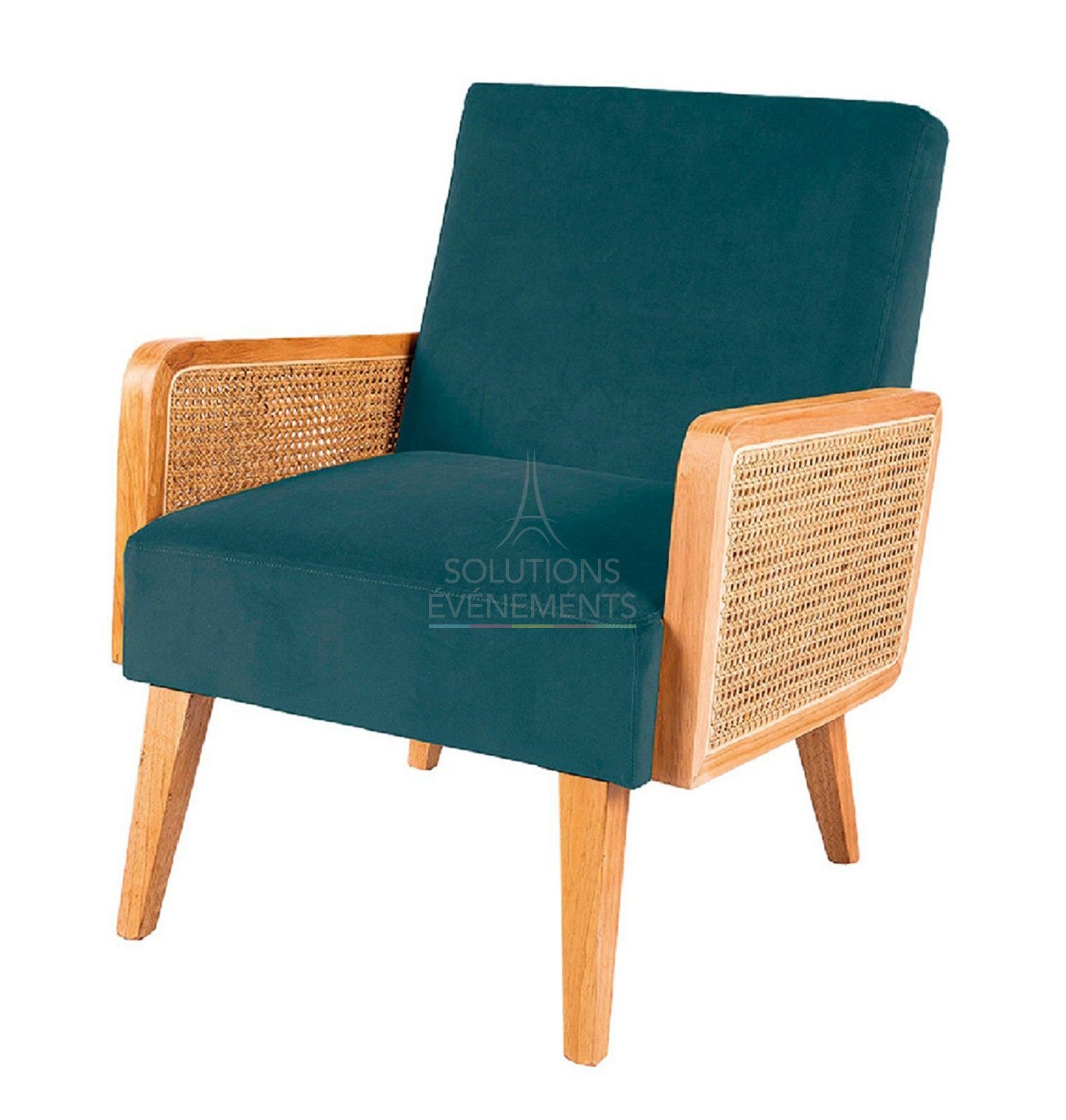 Duck Blue Velvet Cannage Armchair - Visual 1