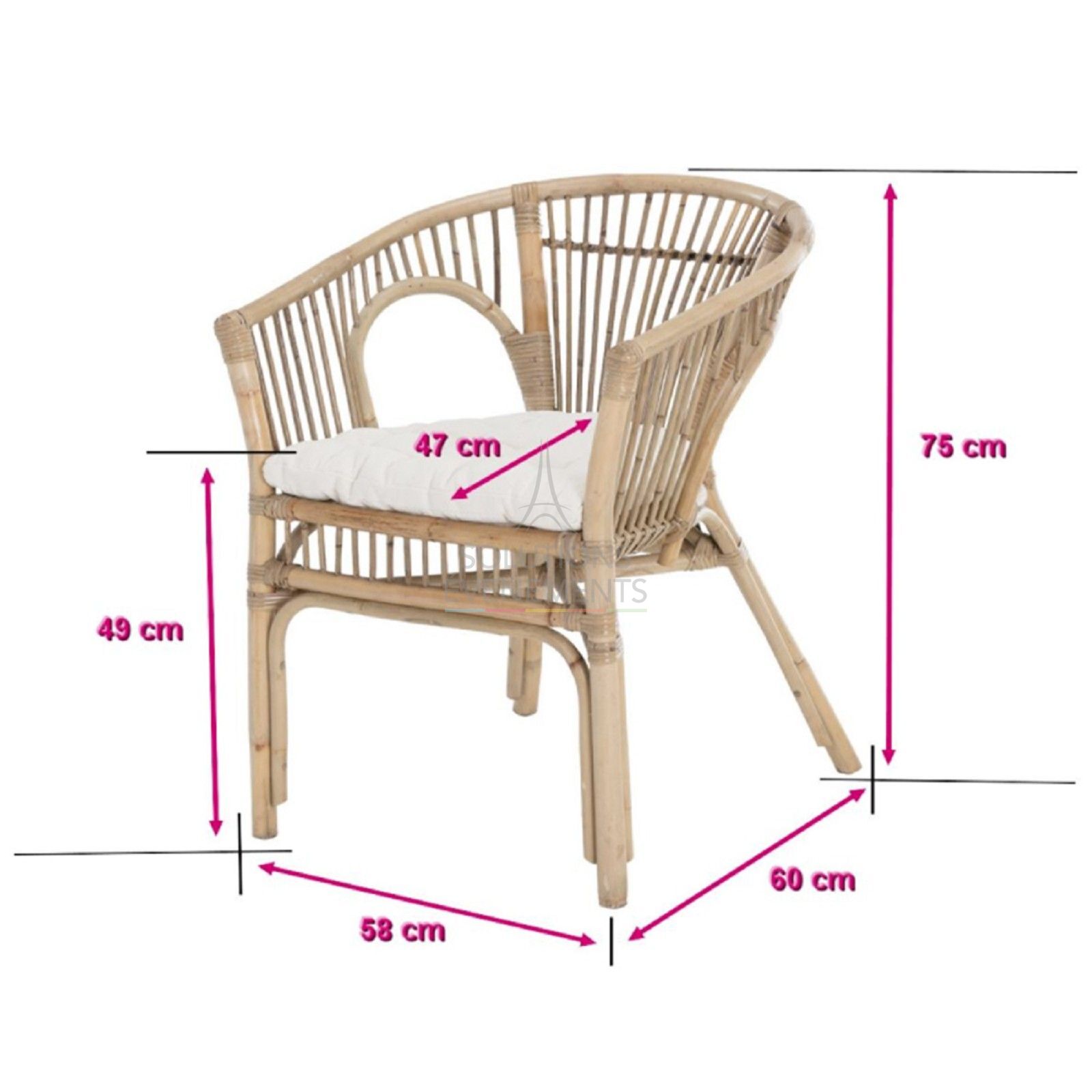 Exotic Rattan Armchair - Visual 3