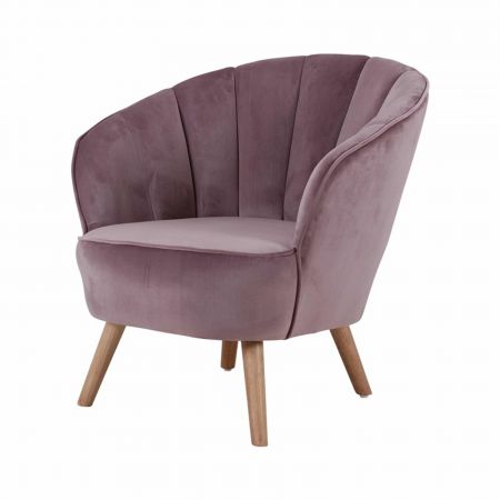 Fauteuil Corolle velours rose