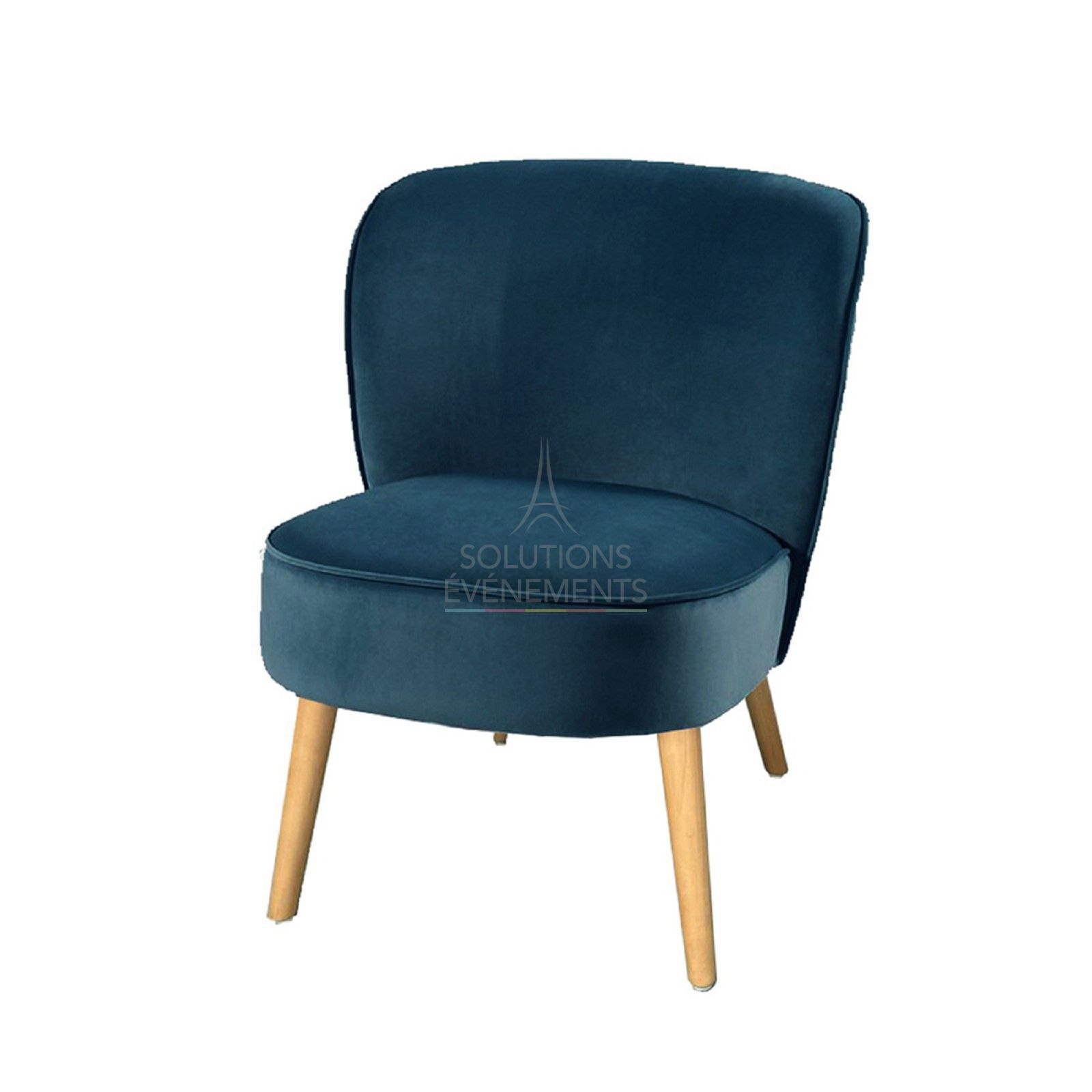 Location fauteuil crapaud en velours bleu